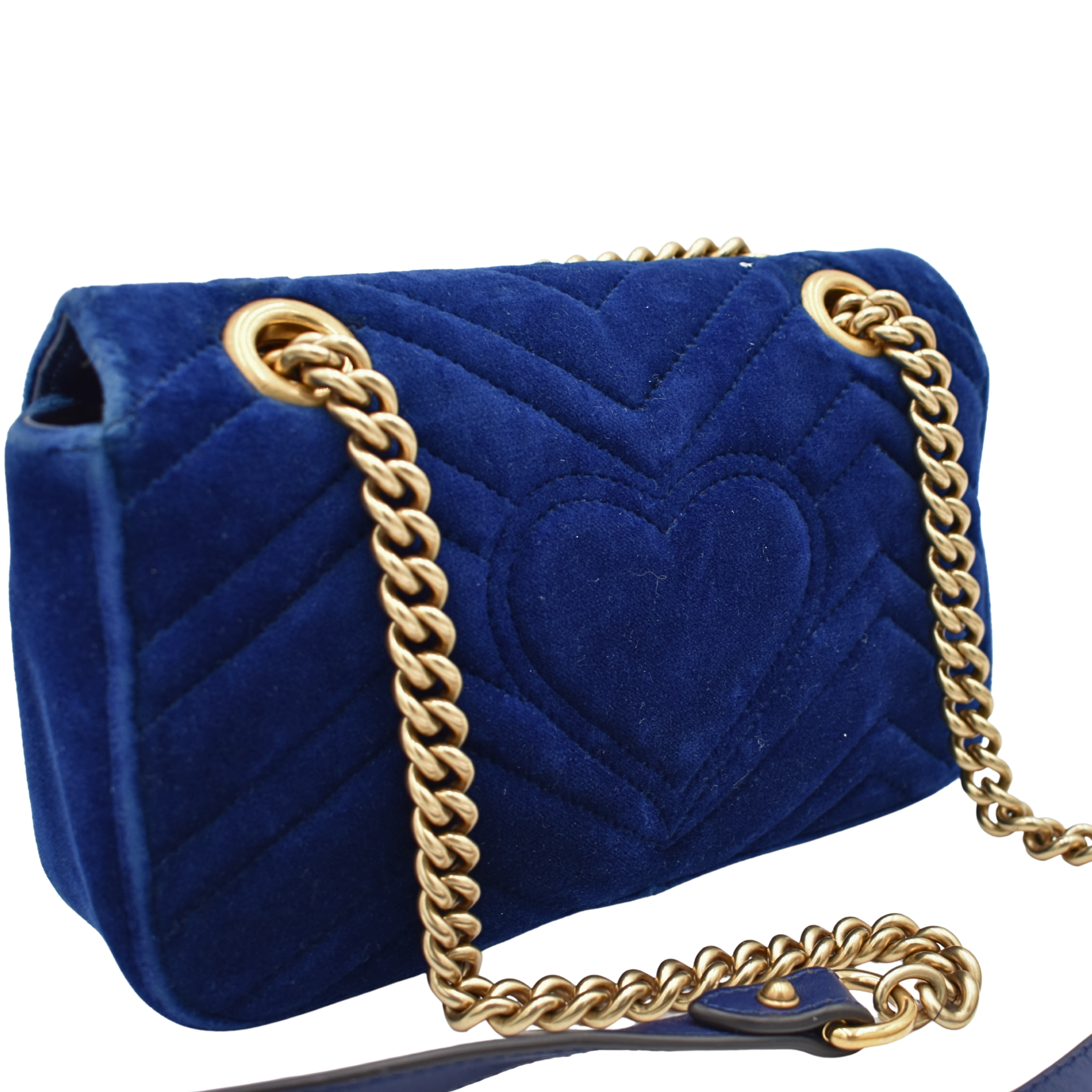 Blue Velvet Small Marmont Bag