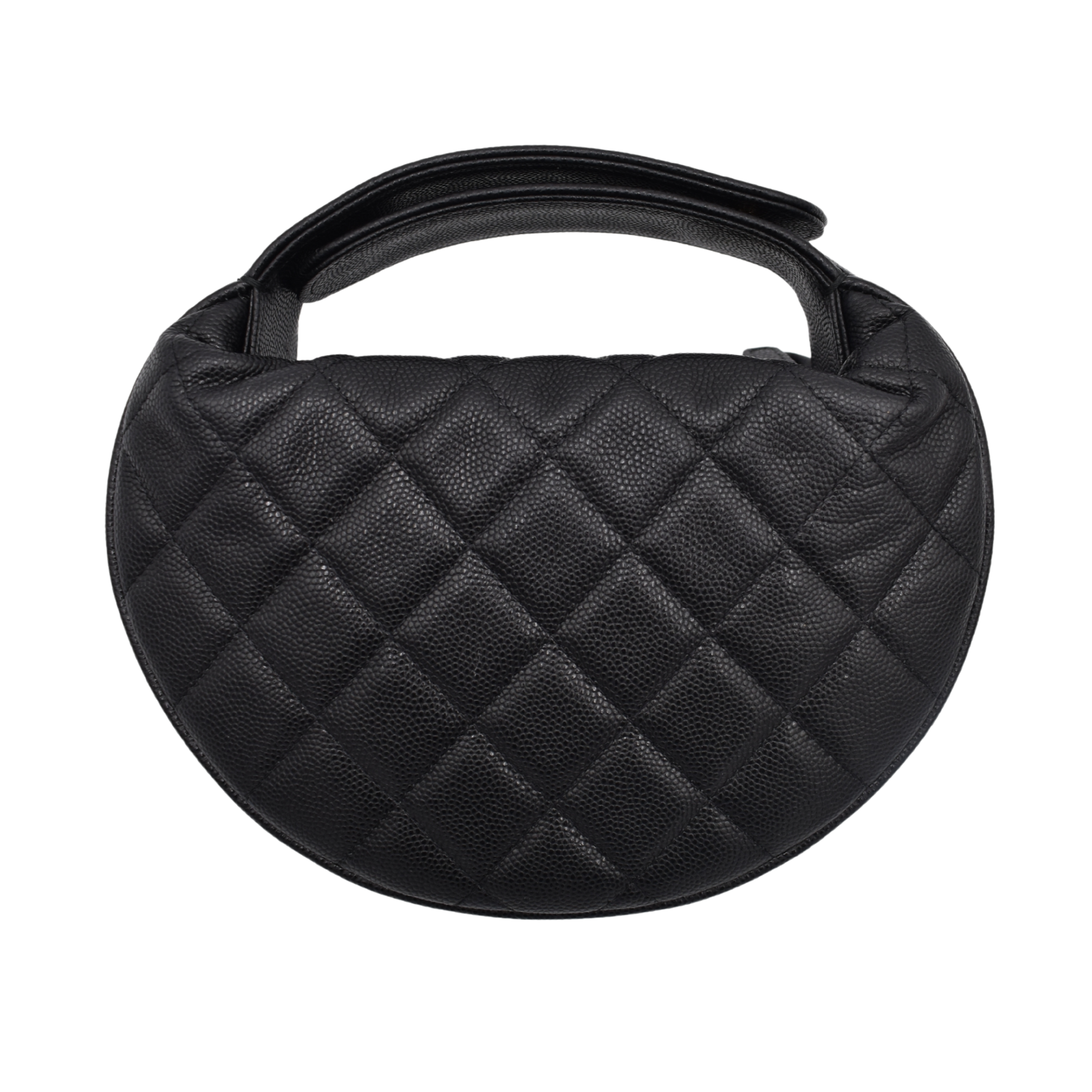 Double Chain Bow Black Quilted Caviar Mini Hobo
