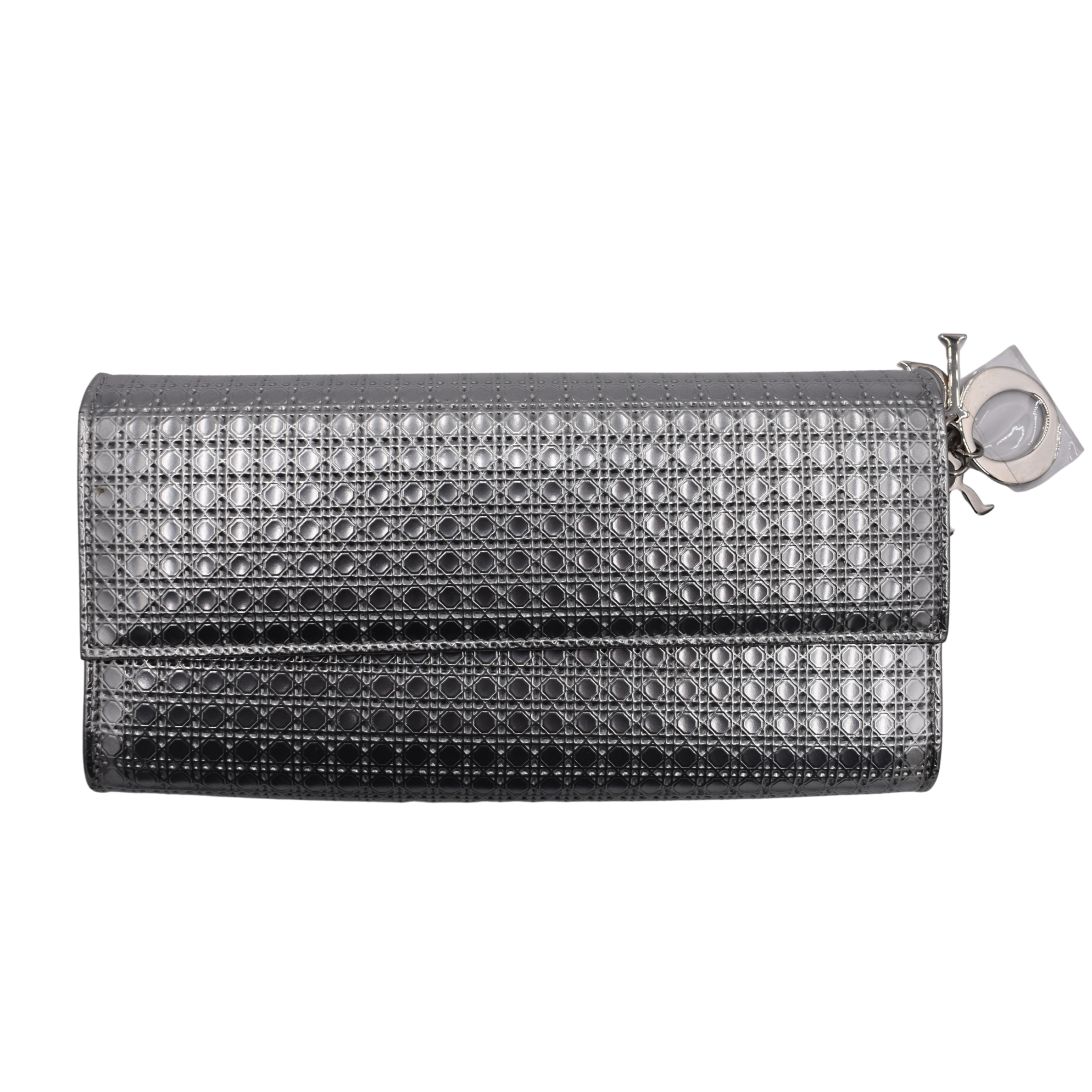 Metallic Silver Micro Cannage Croisiere Chain Wallet