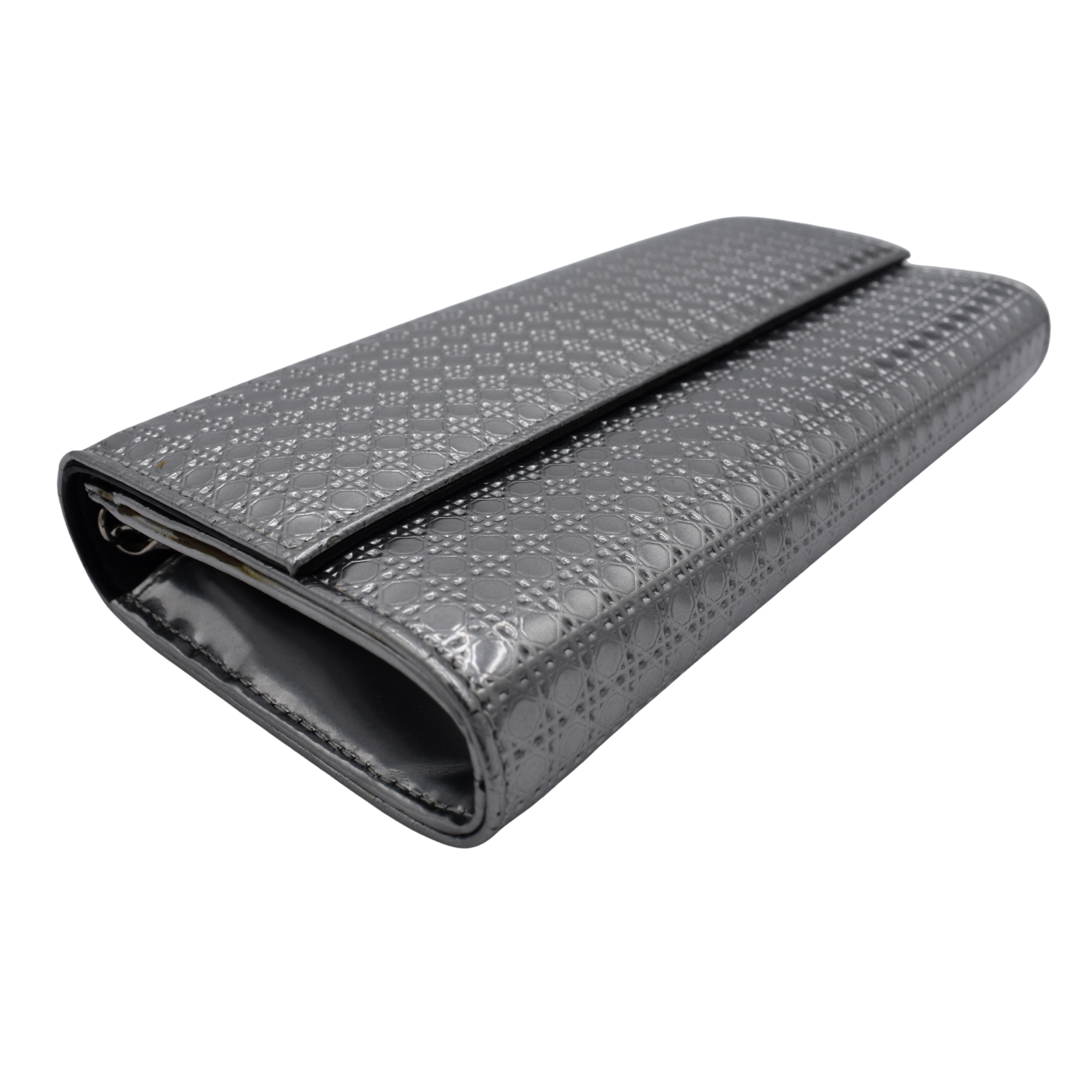 Metallic Silver Micro Cannage Croisiere Chain Wallet