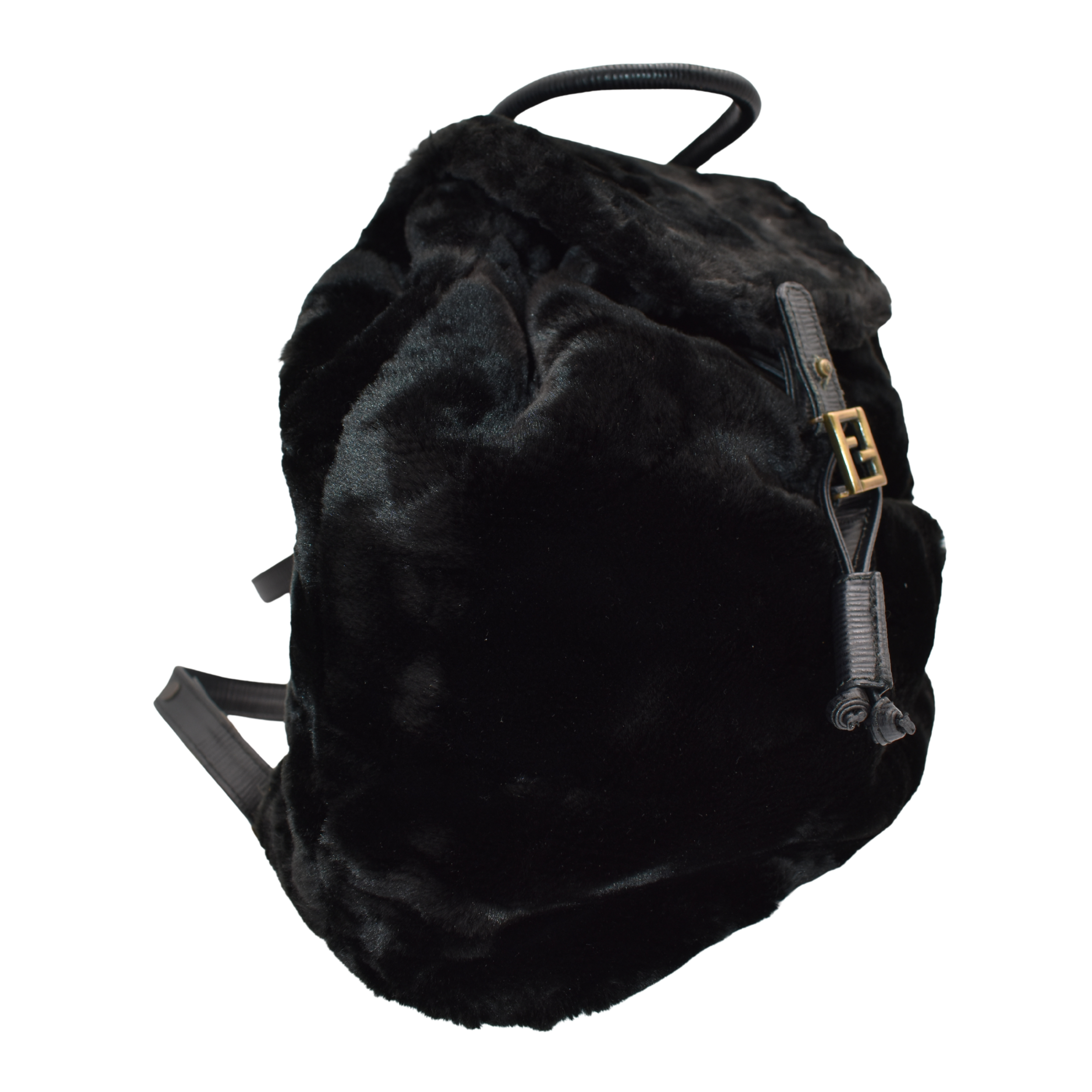 Faux Fur Black Backpack