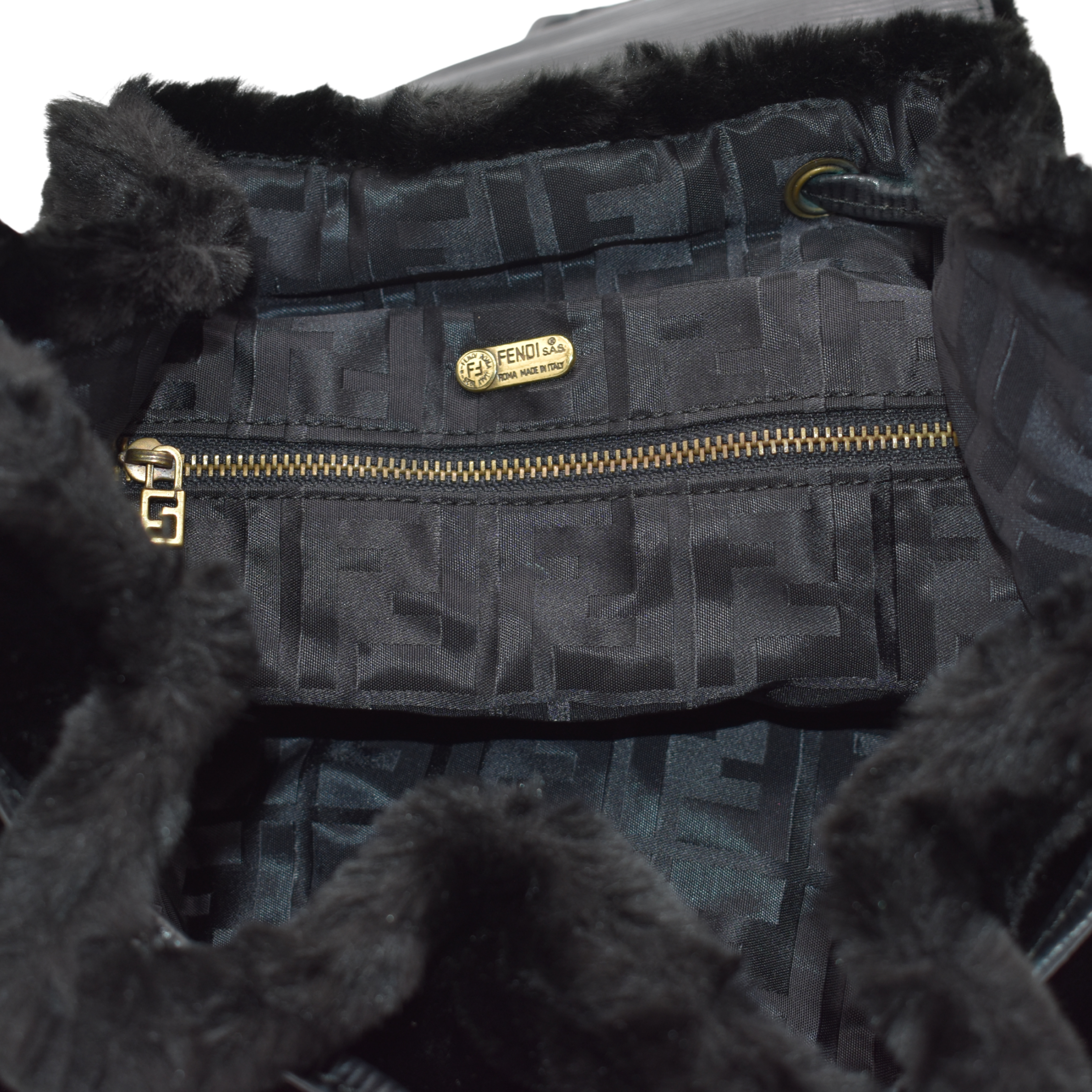 Faux Fur Black Backpack