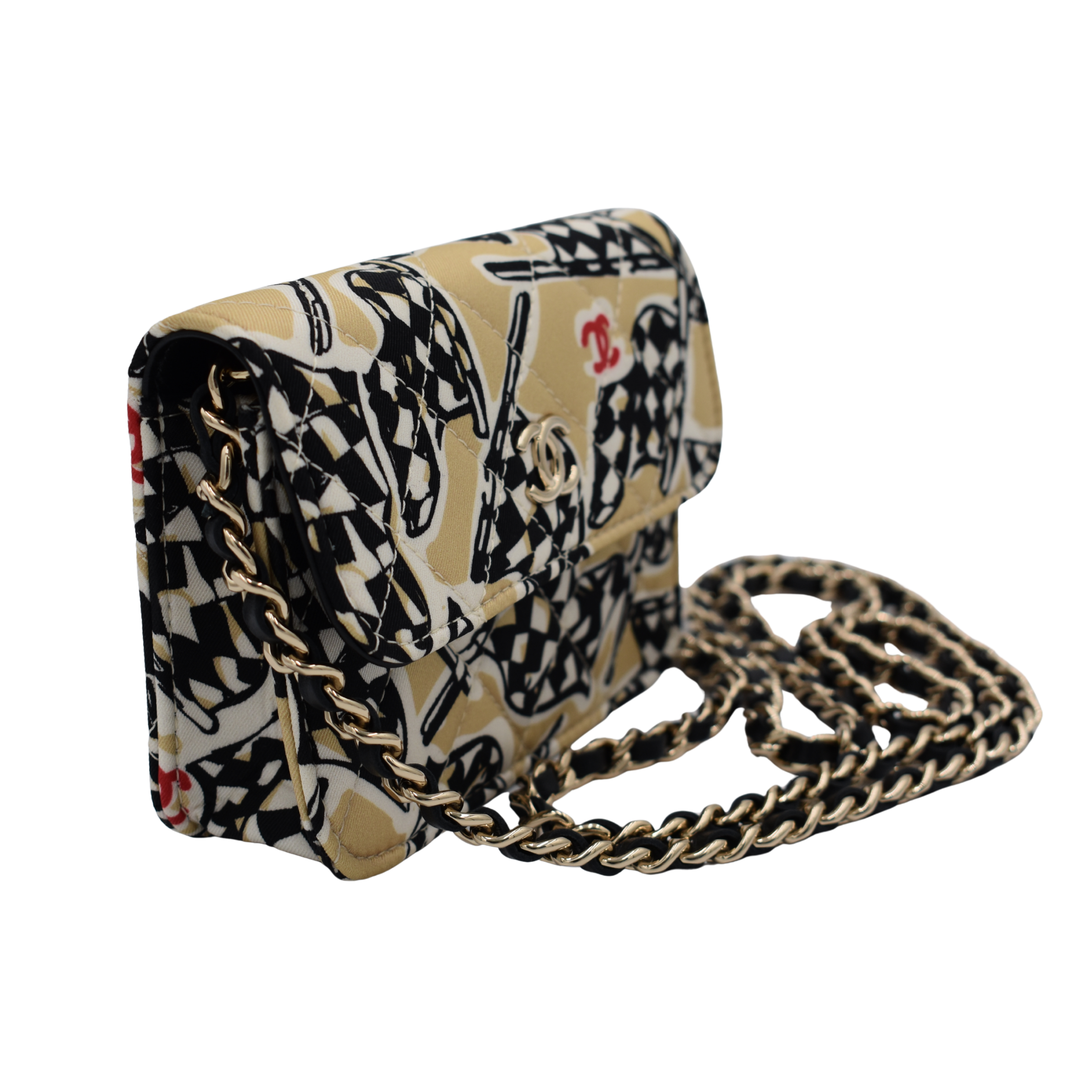Check Flag Printed Mini Bag on Chain