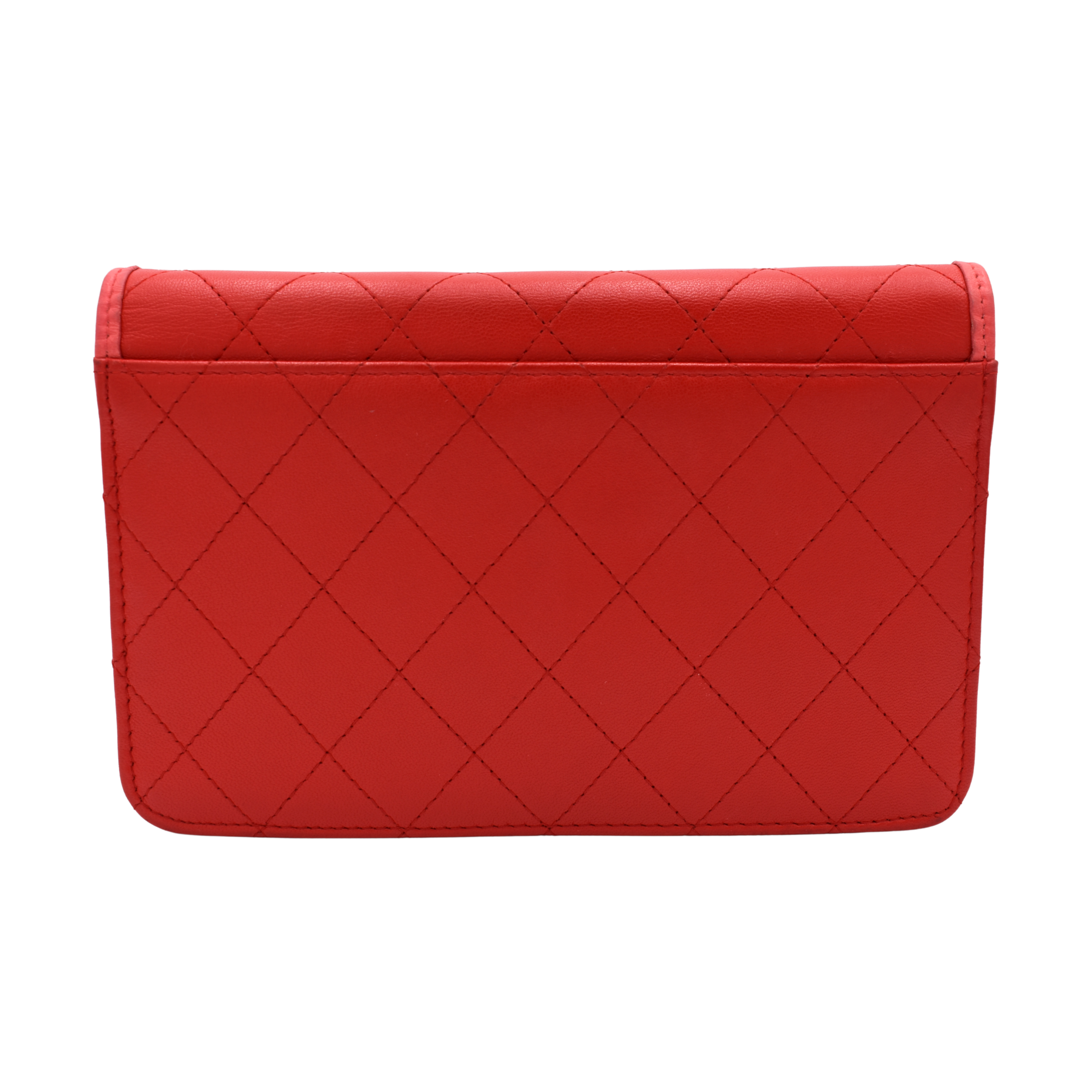 Quilted Lambskin Red/Pink Wallet on Chain