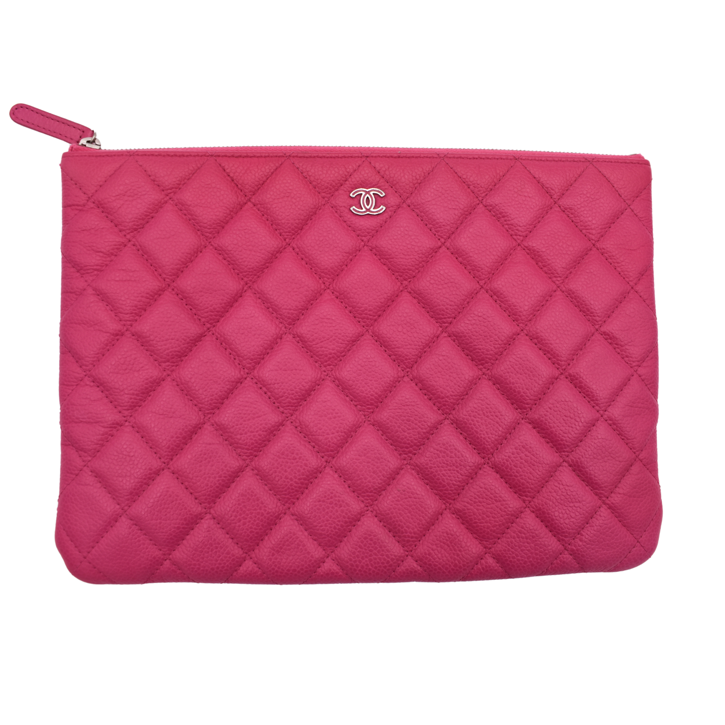 Pink Quilted Caviar Zip Pouch