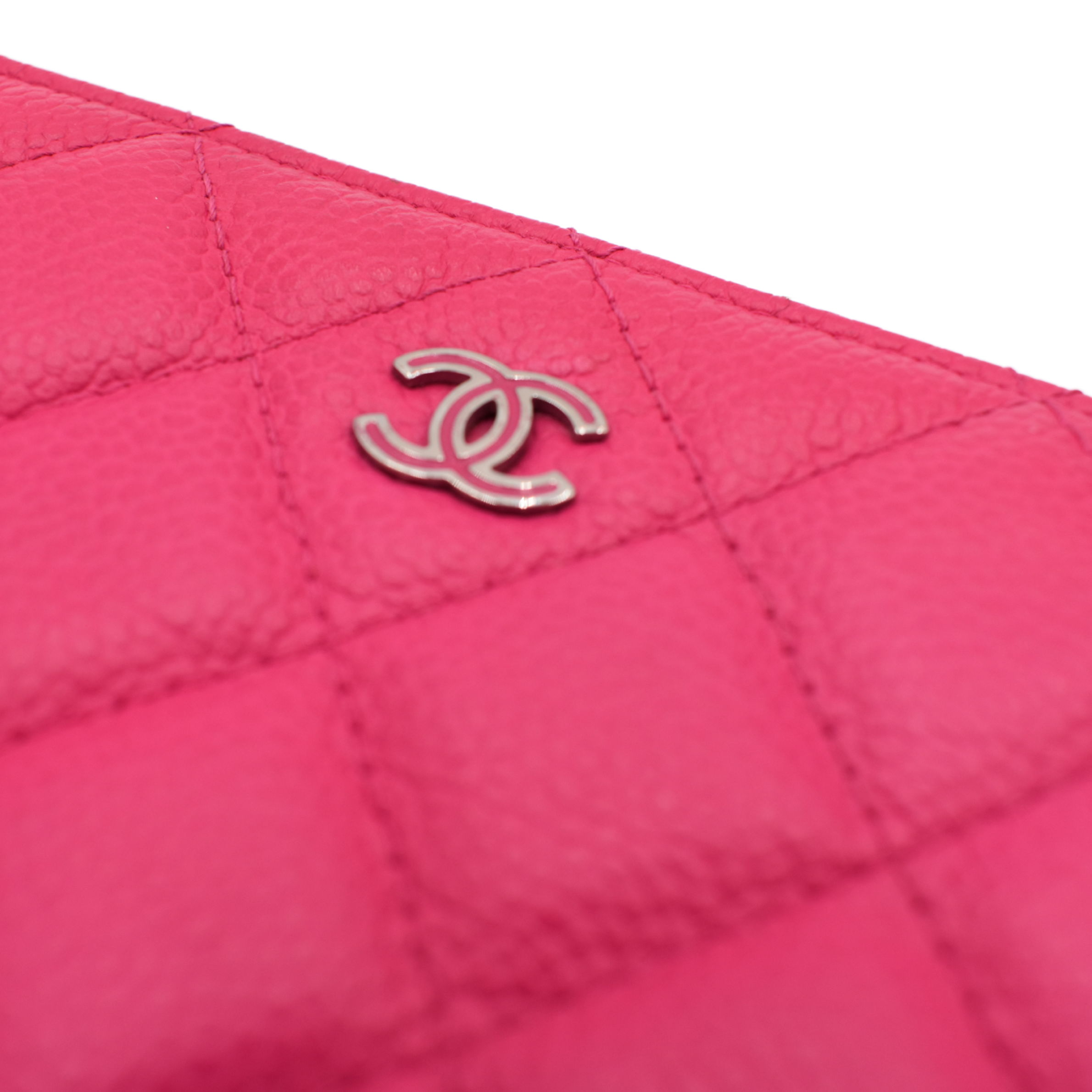 Pink Quilted Caviar Zip Pouch