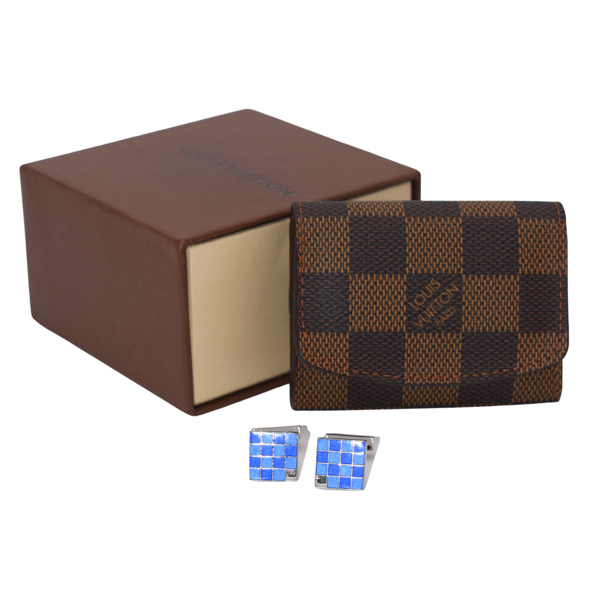 Cufflinks in Damier Ebene Case