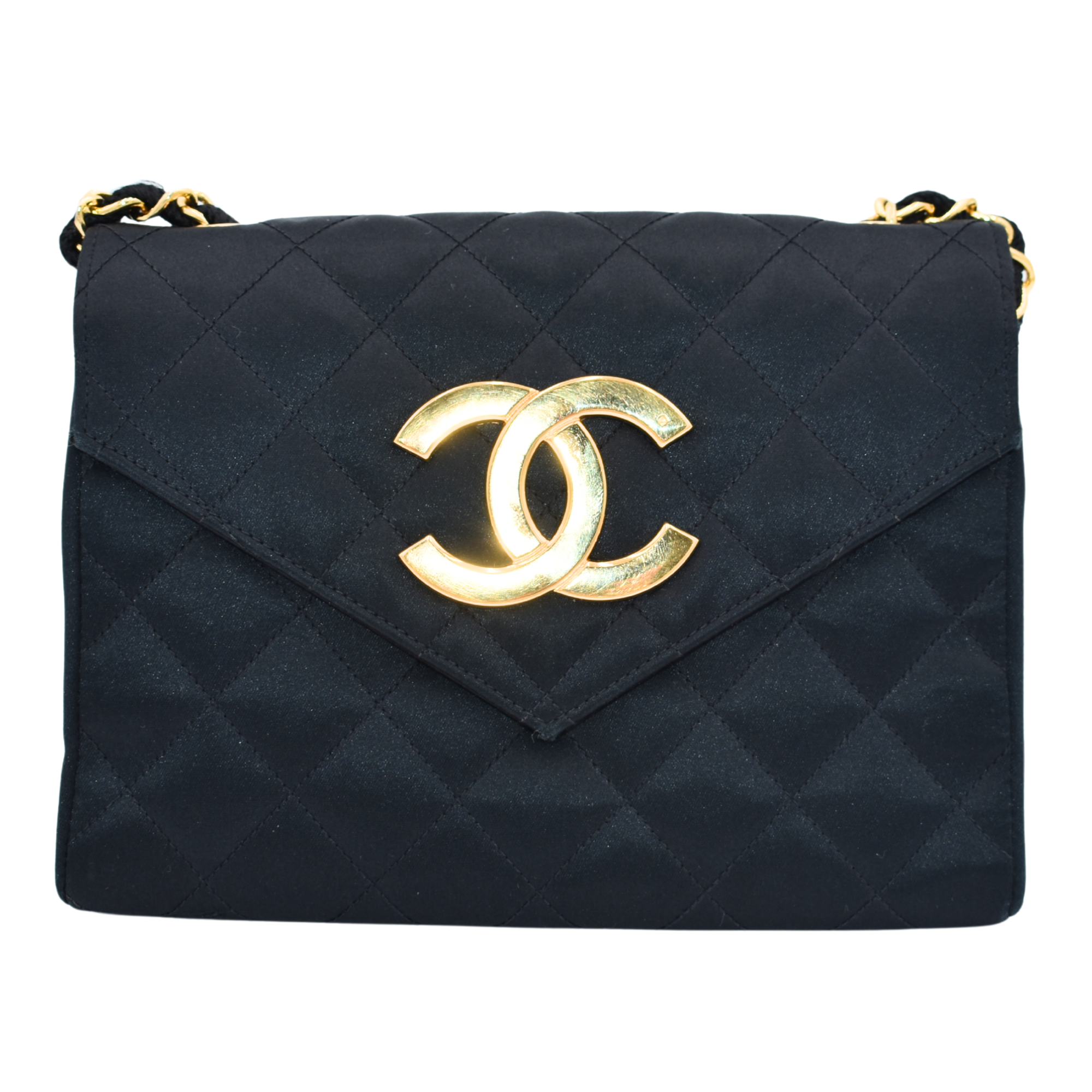 Black Quilted Satin Bag