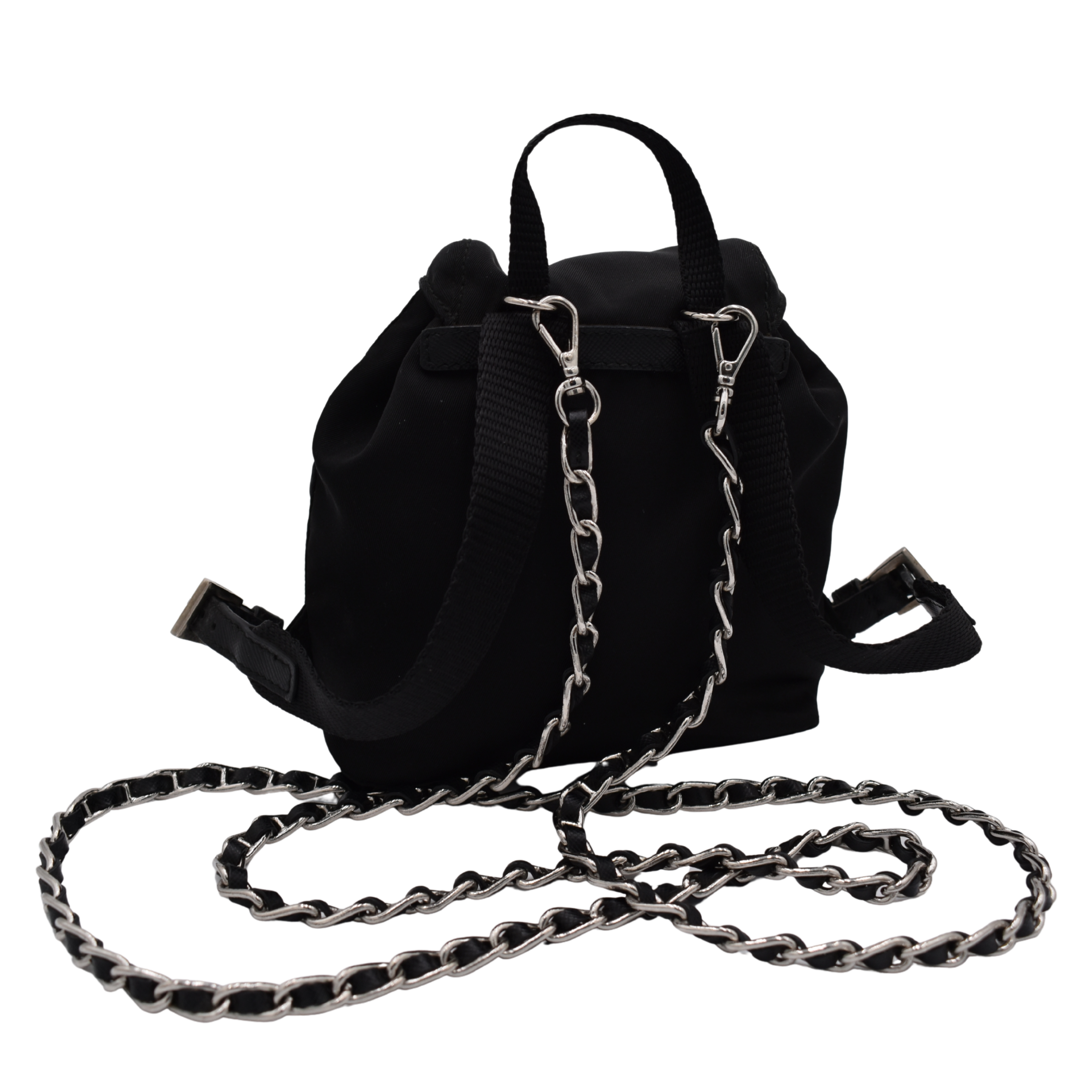 Black Nylon Mini Crossbody Backpack