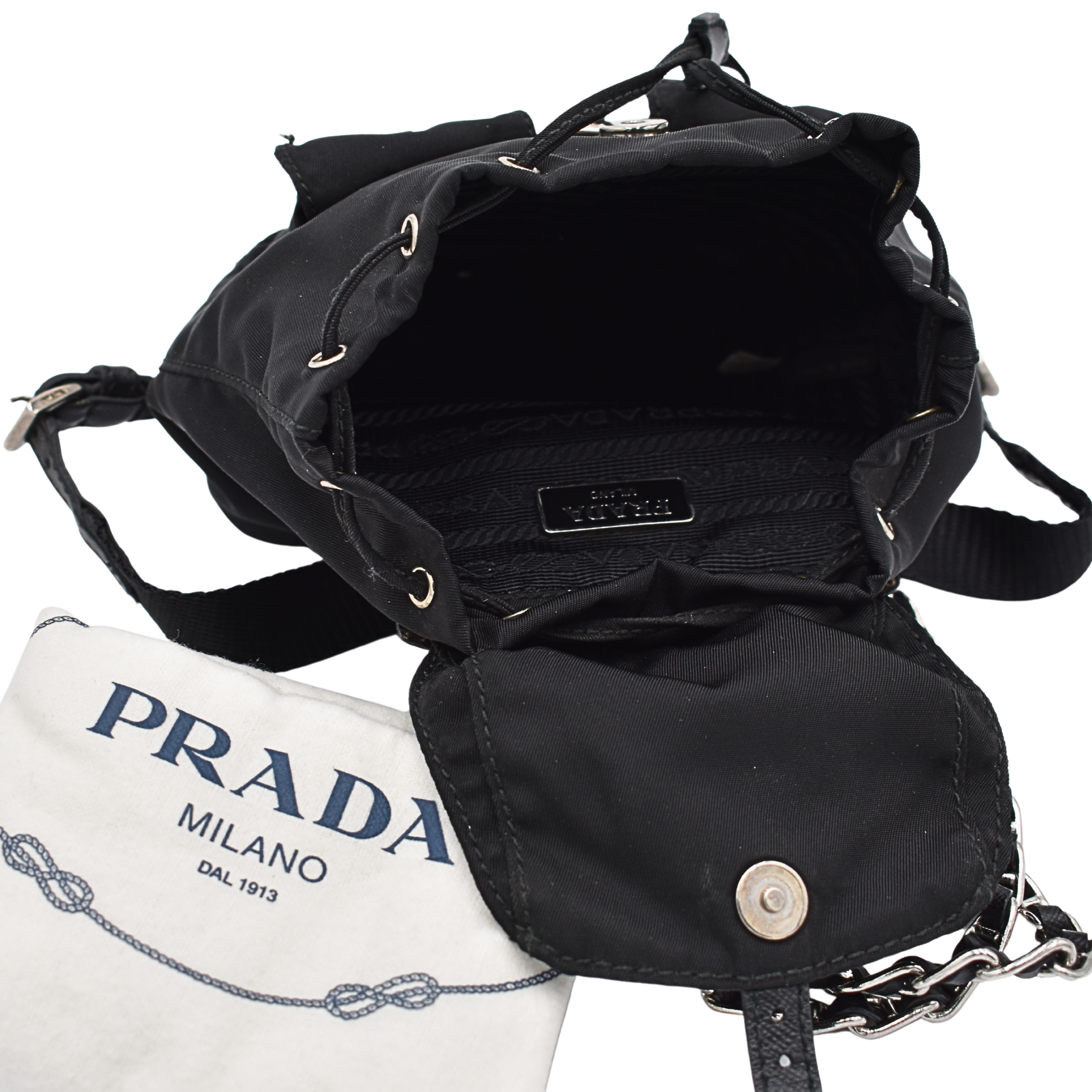 Black Nylon Mini Crossbody Backpack