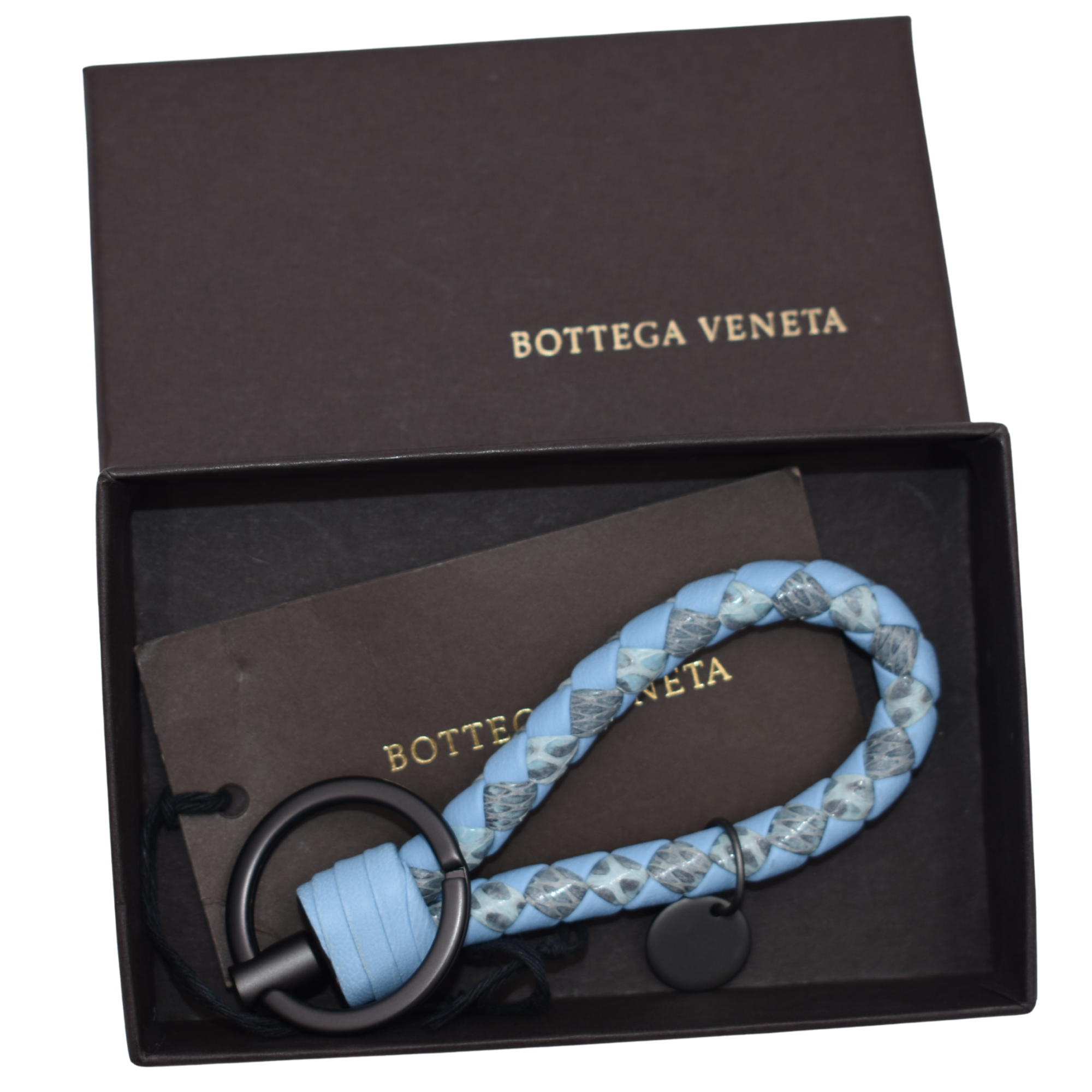 Leather Key Ring Blue and Python