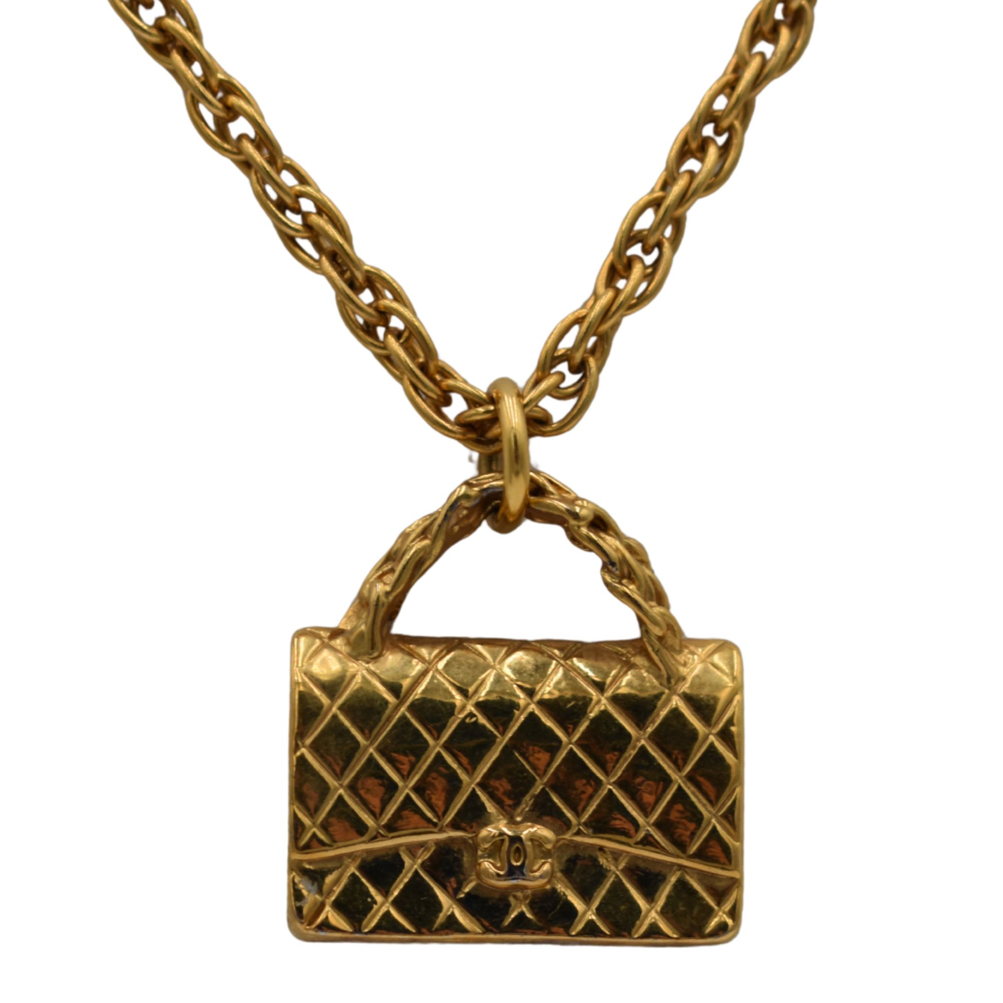 Matelasse Bag Motif Gold Plated Necklace