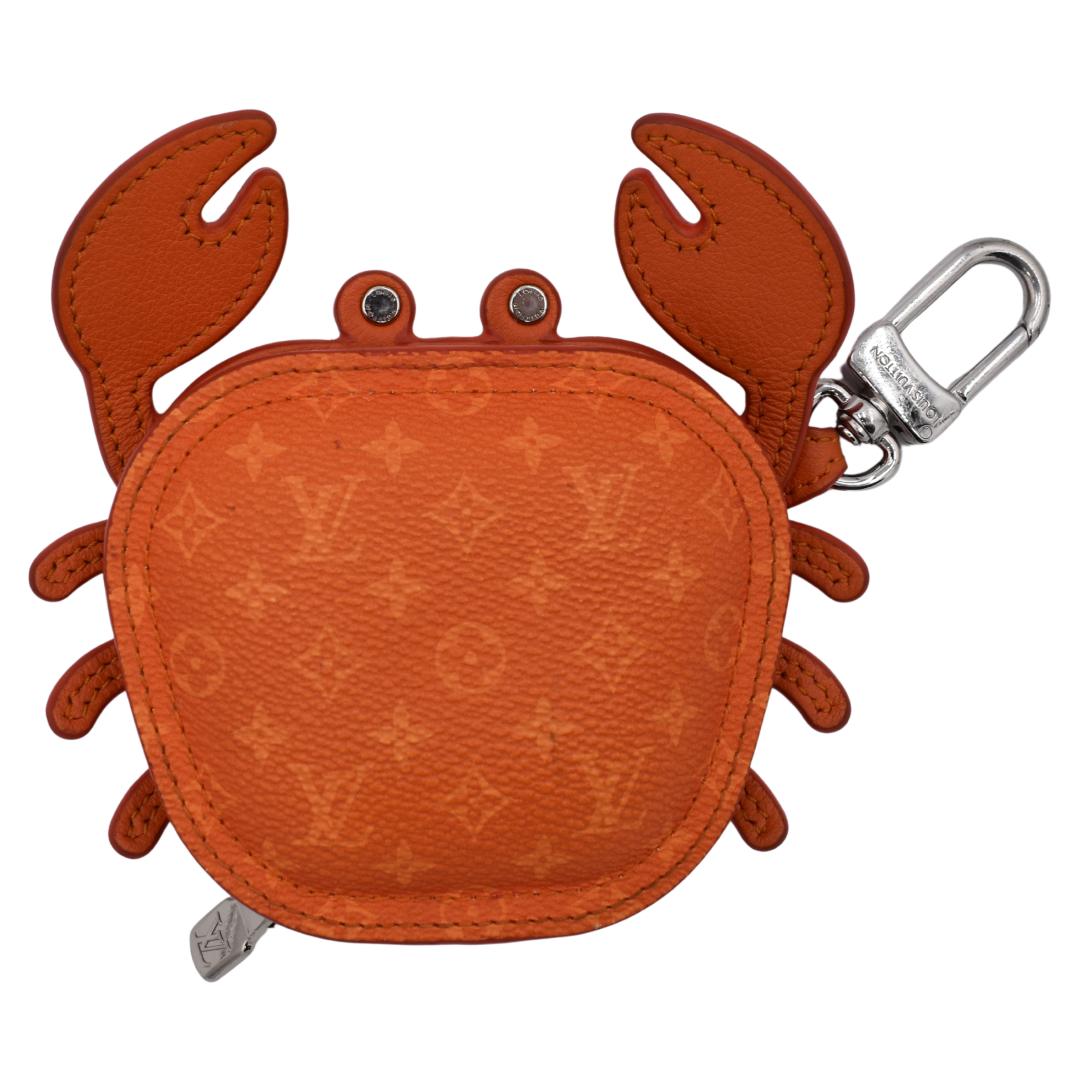 Orange Monogram Crab Bag Charm