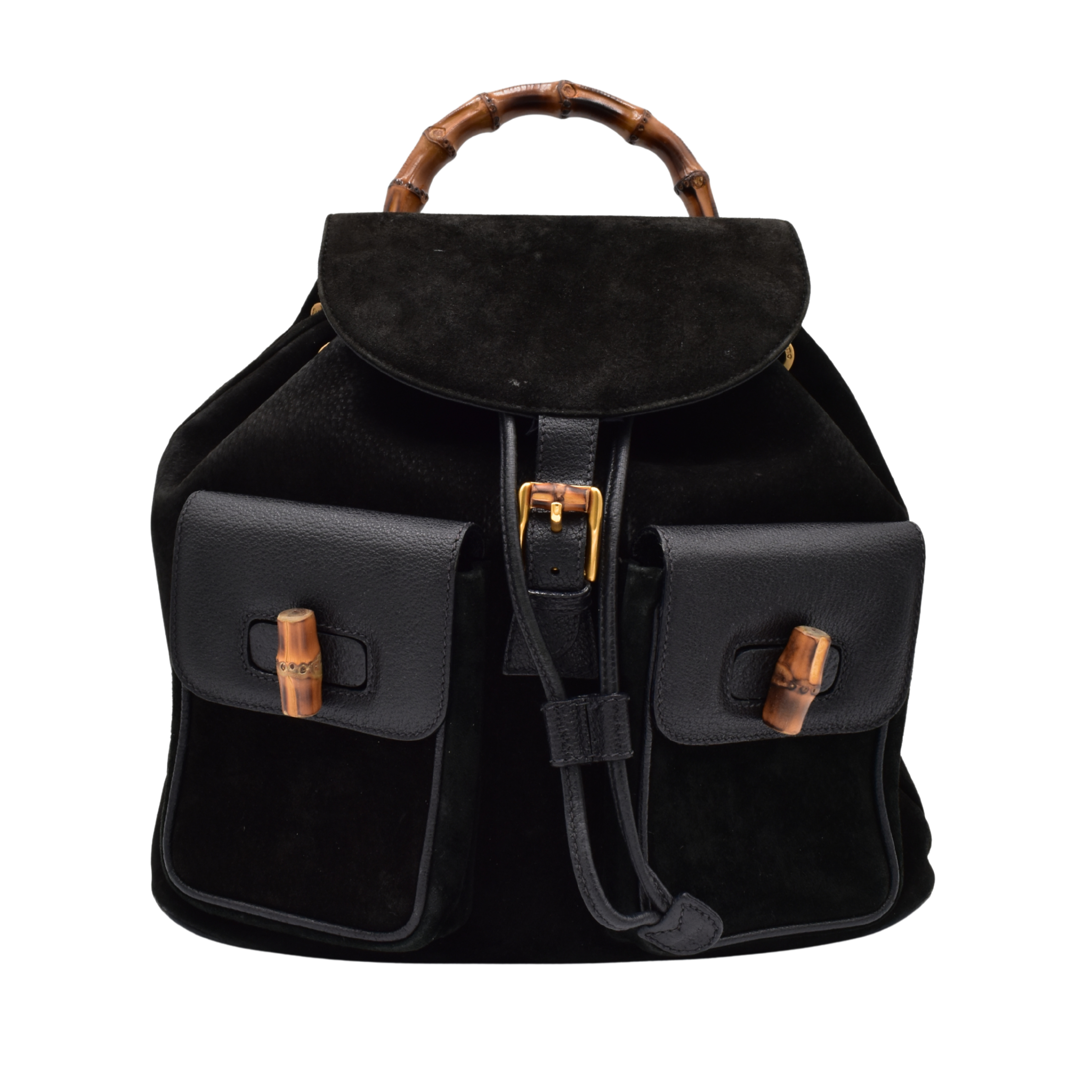 Bamboo Black Suede Backpack