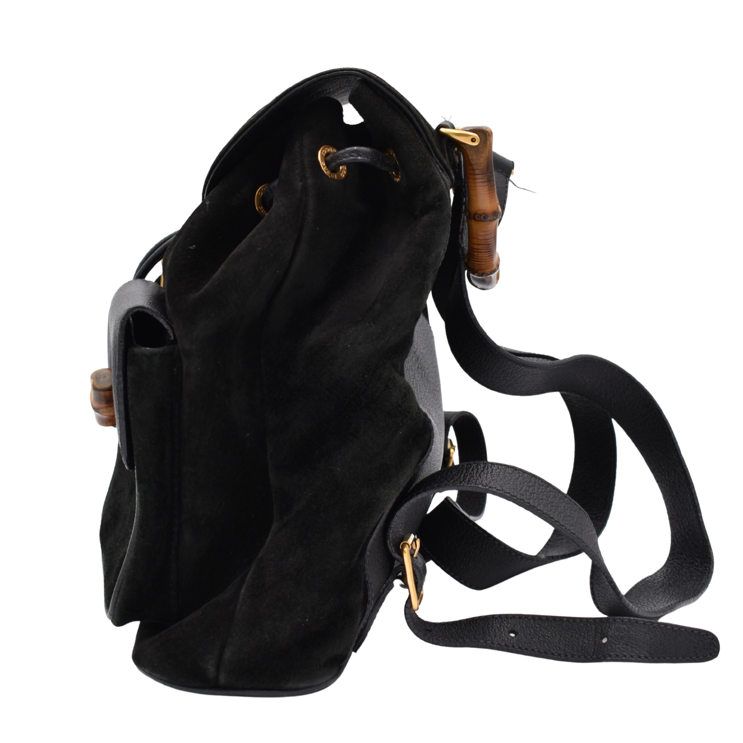Bamboo Black Suede Backpack