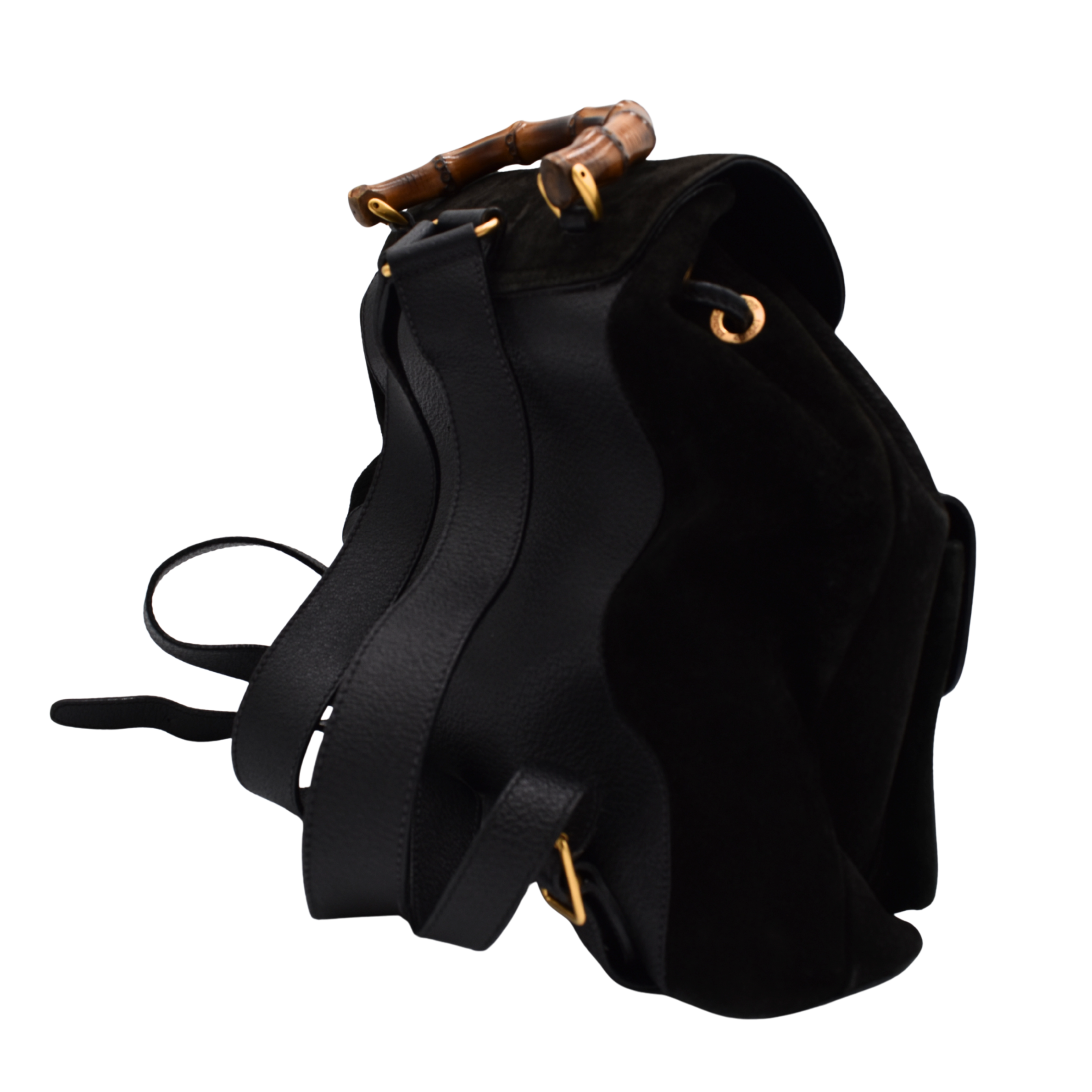 Bamboo Black Suede Backpack