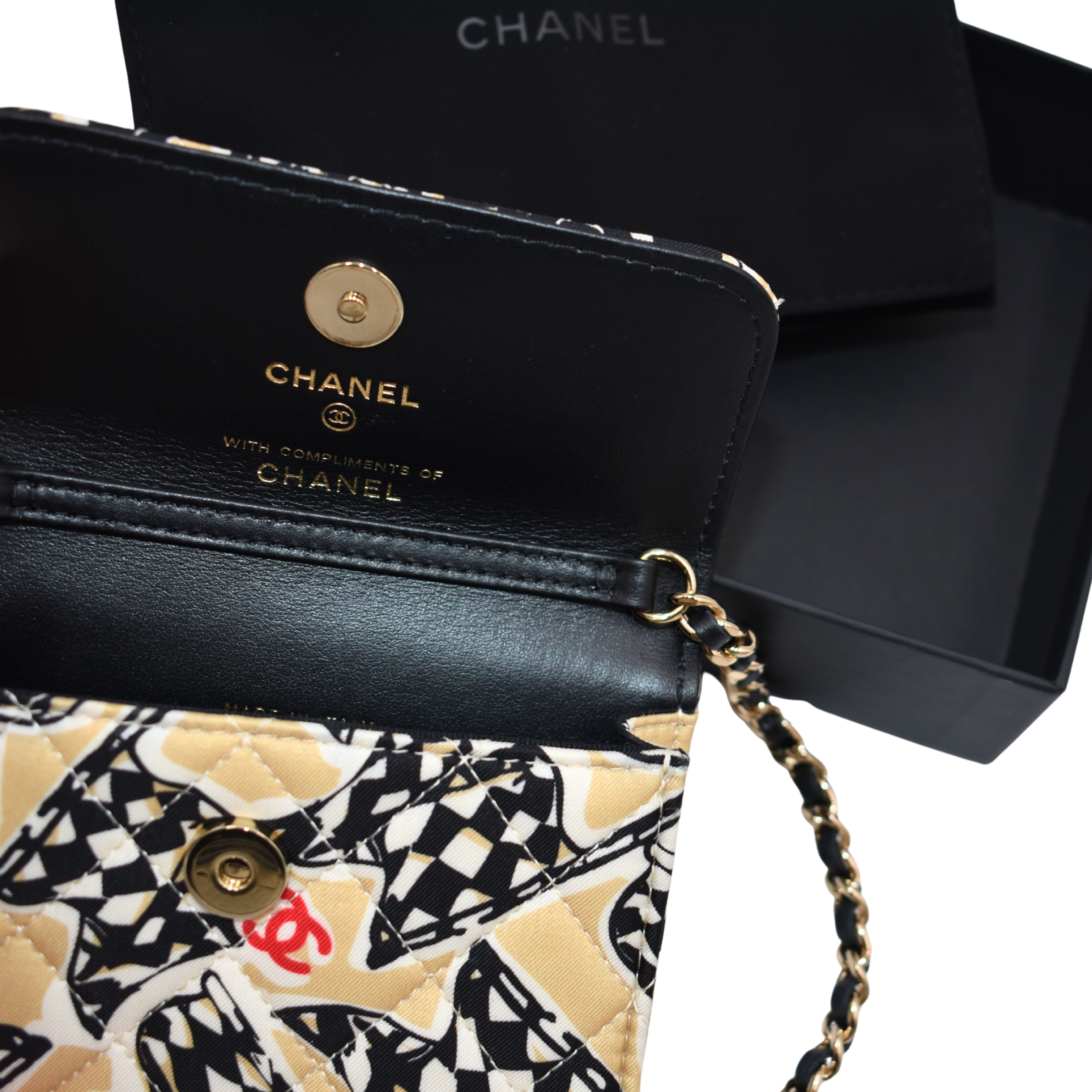 Check Flag Printed Mini Bag on Chain