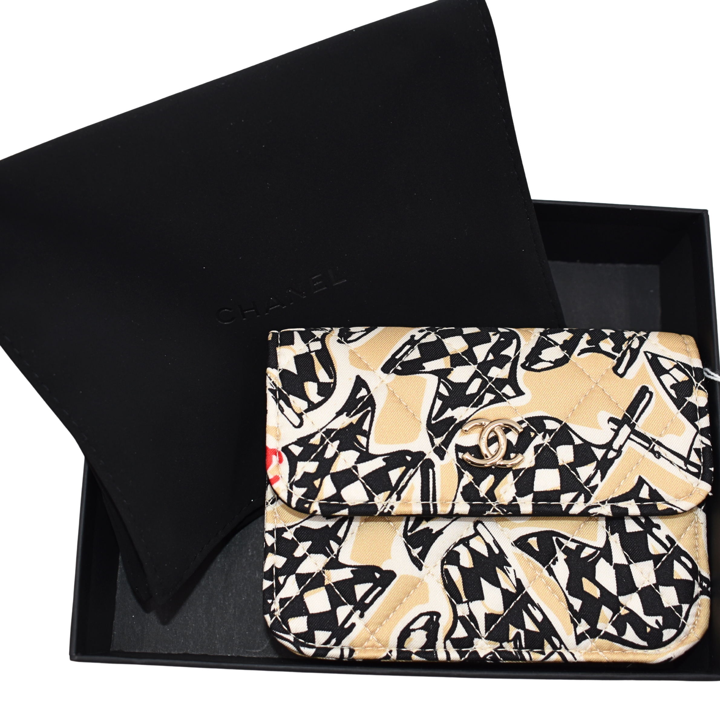 Check Flag Printed Mini Bag on Chain