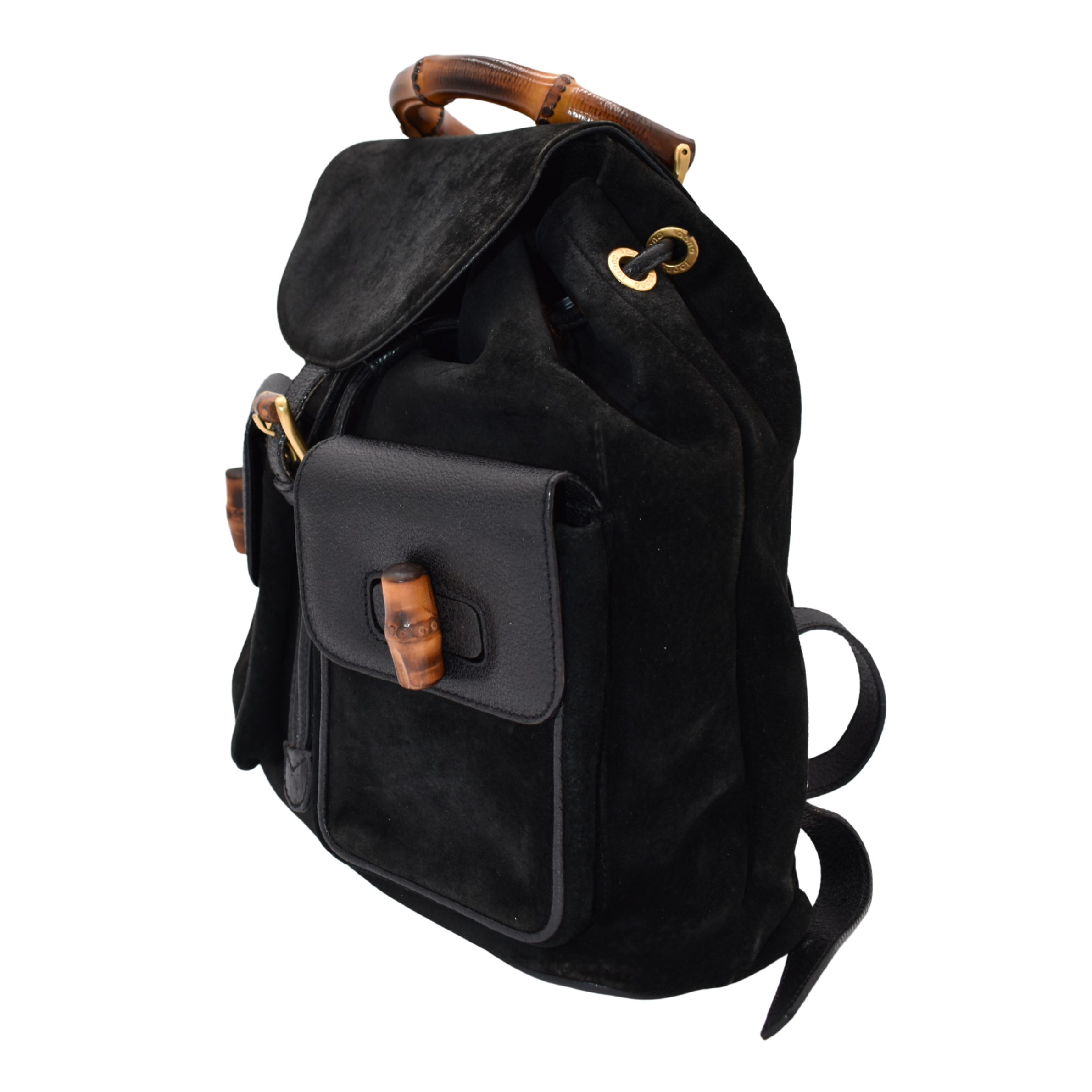 Bamboo Black Suede Backpack