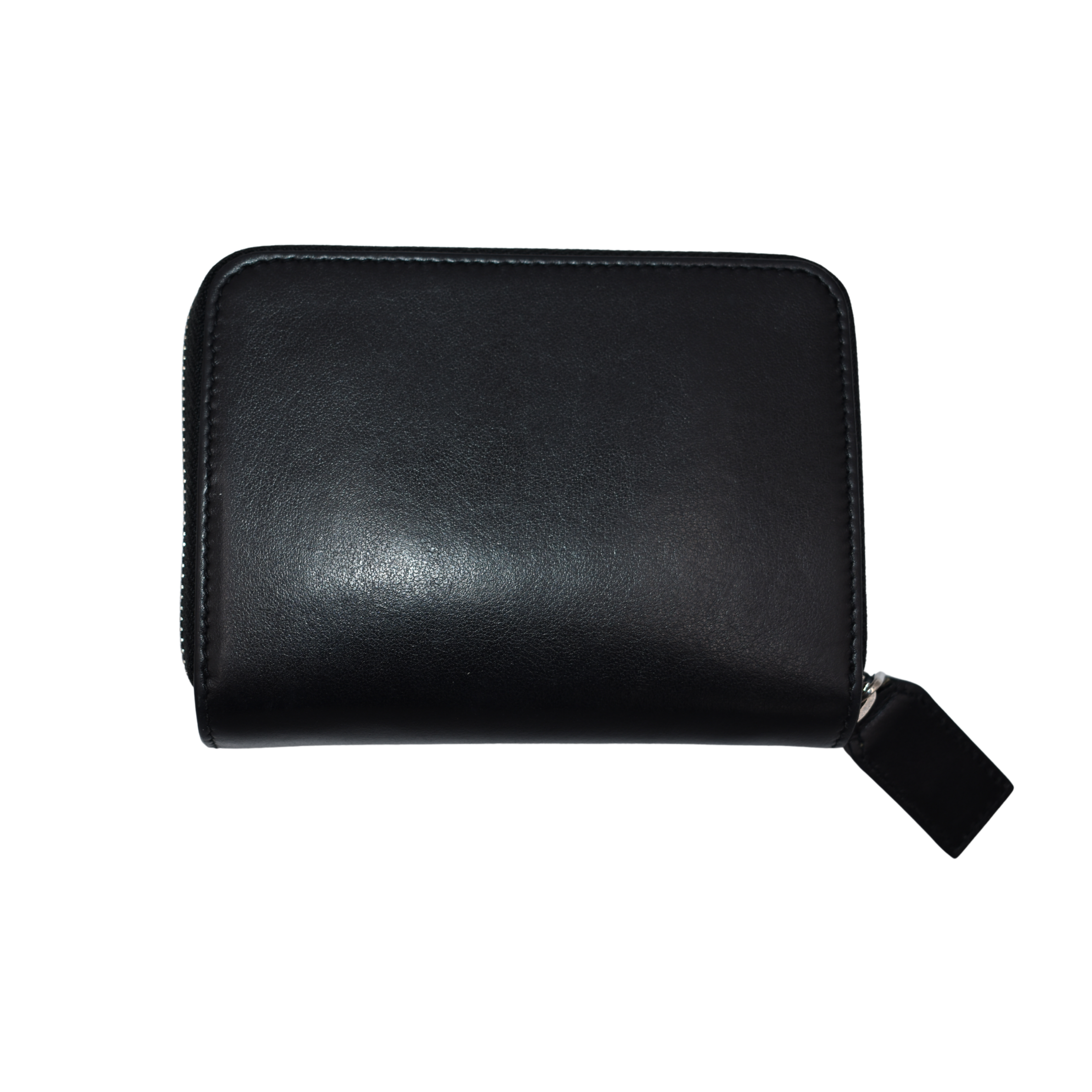 Black Leather Love Patched Zip Wallet