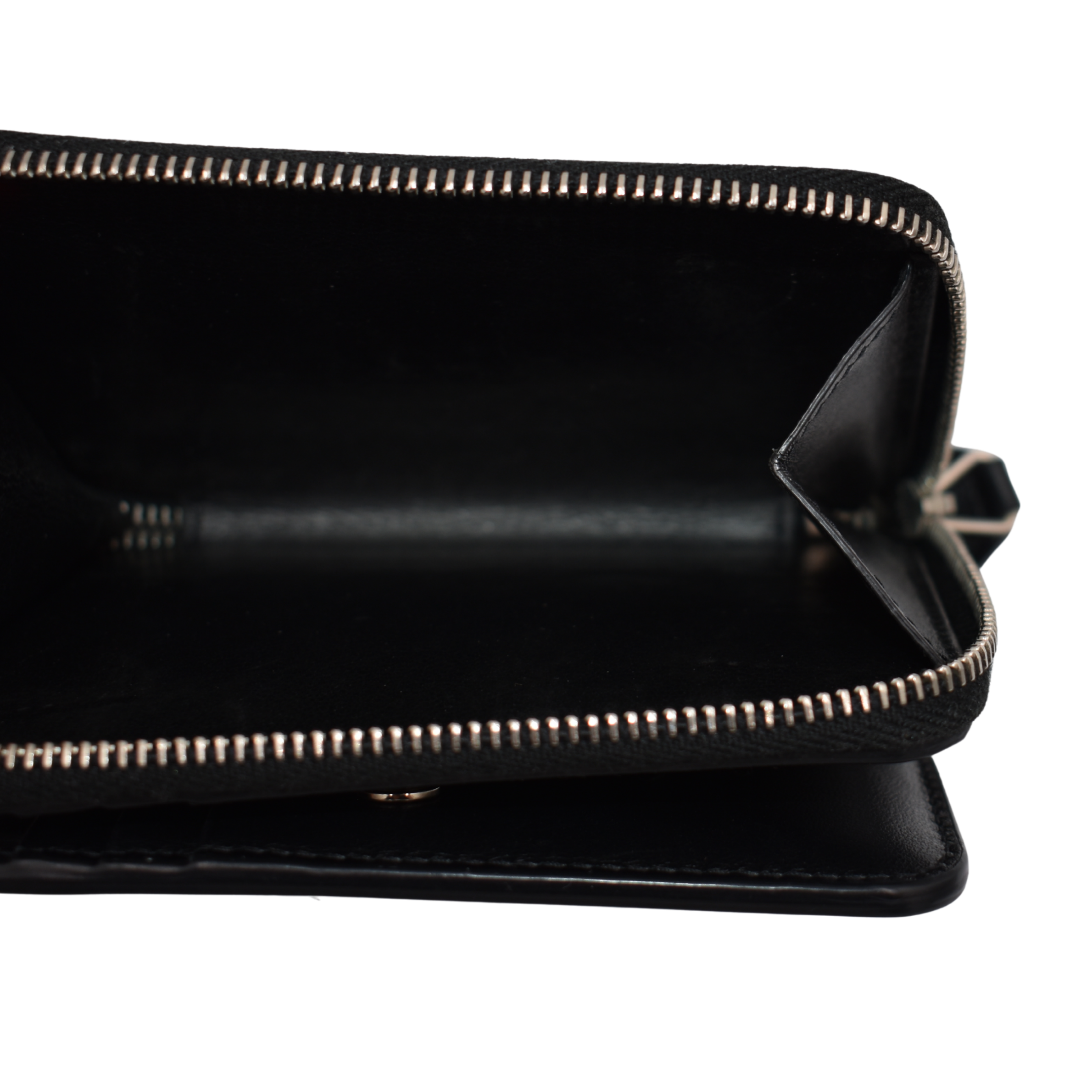 Black Leather Love Patched Zip Wallet