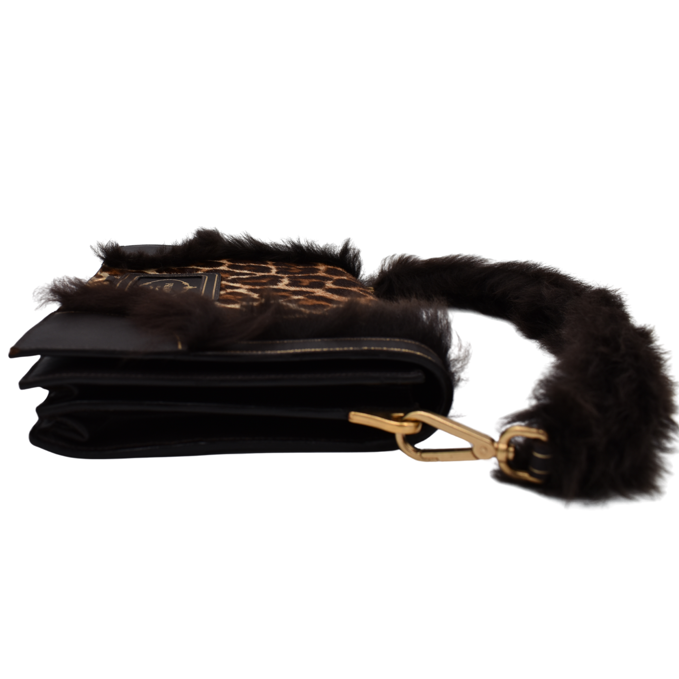 Calf Hair Leopard Print Shoulder Bag