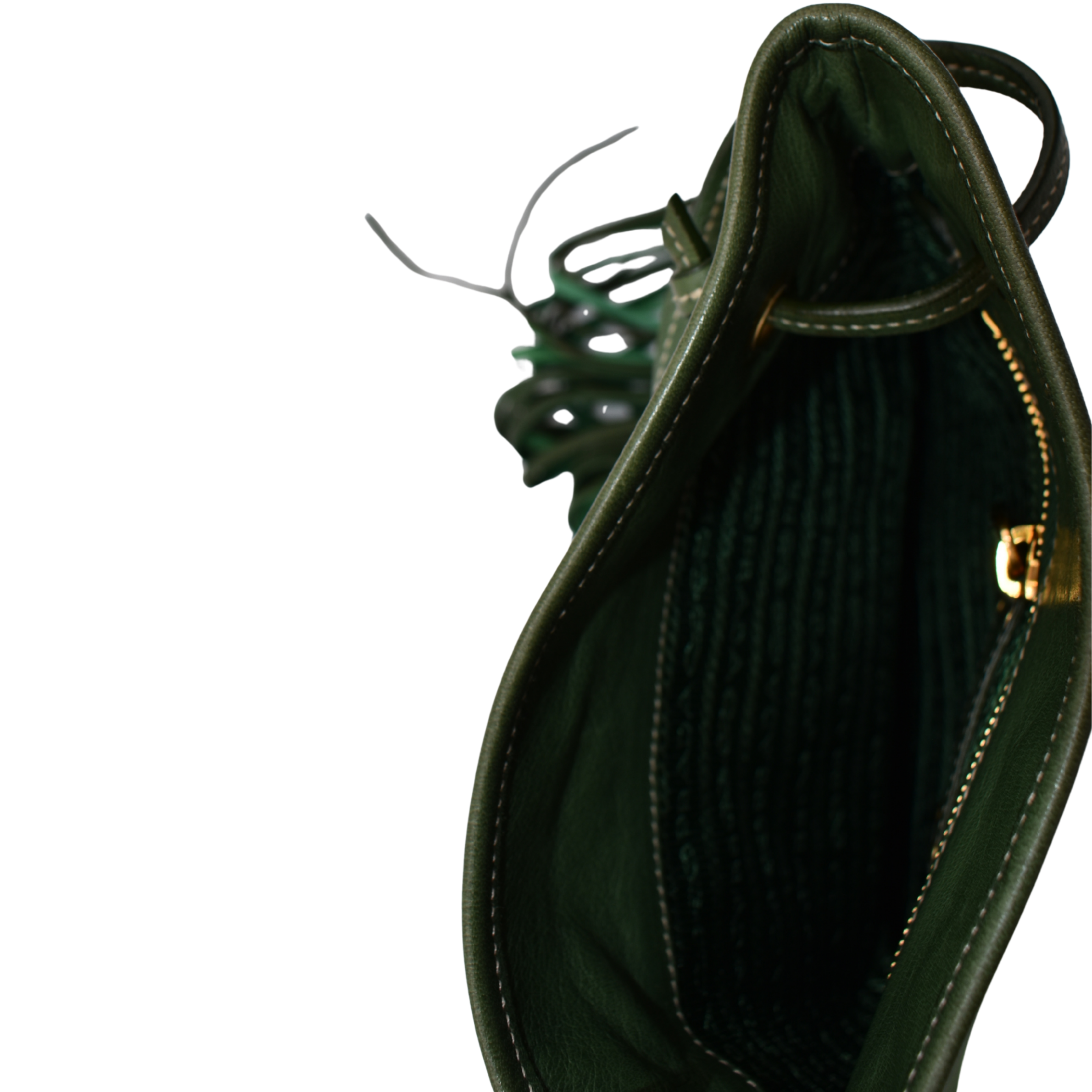 Green Nylon Crossbody Bag with Fringe