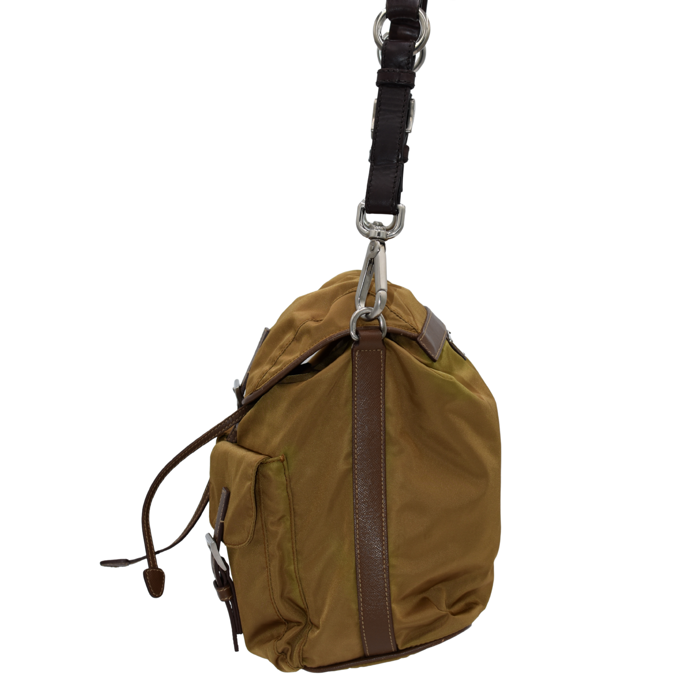 Nylon Brown Backpack