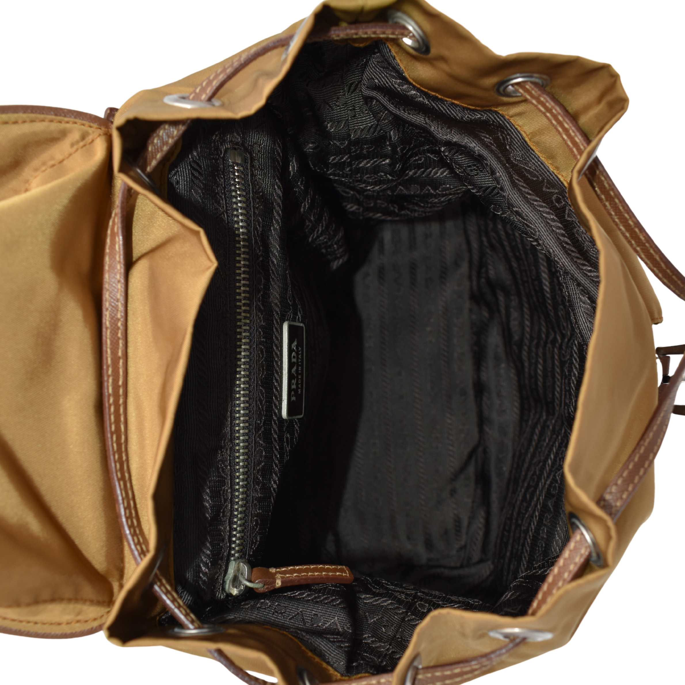 Nylon Brown Backpack