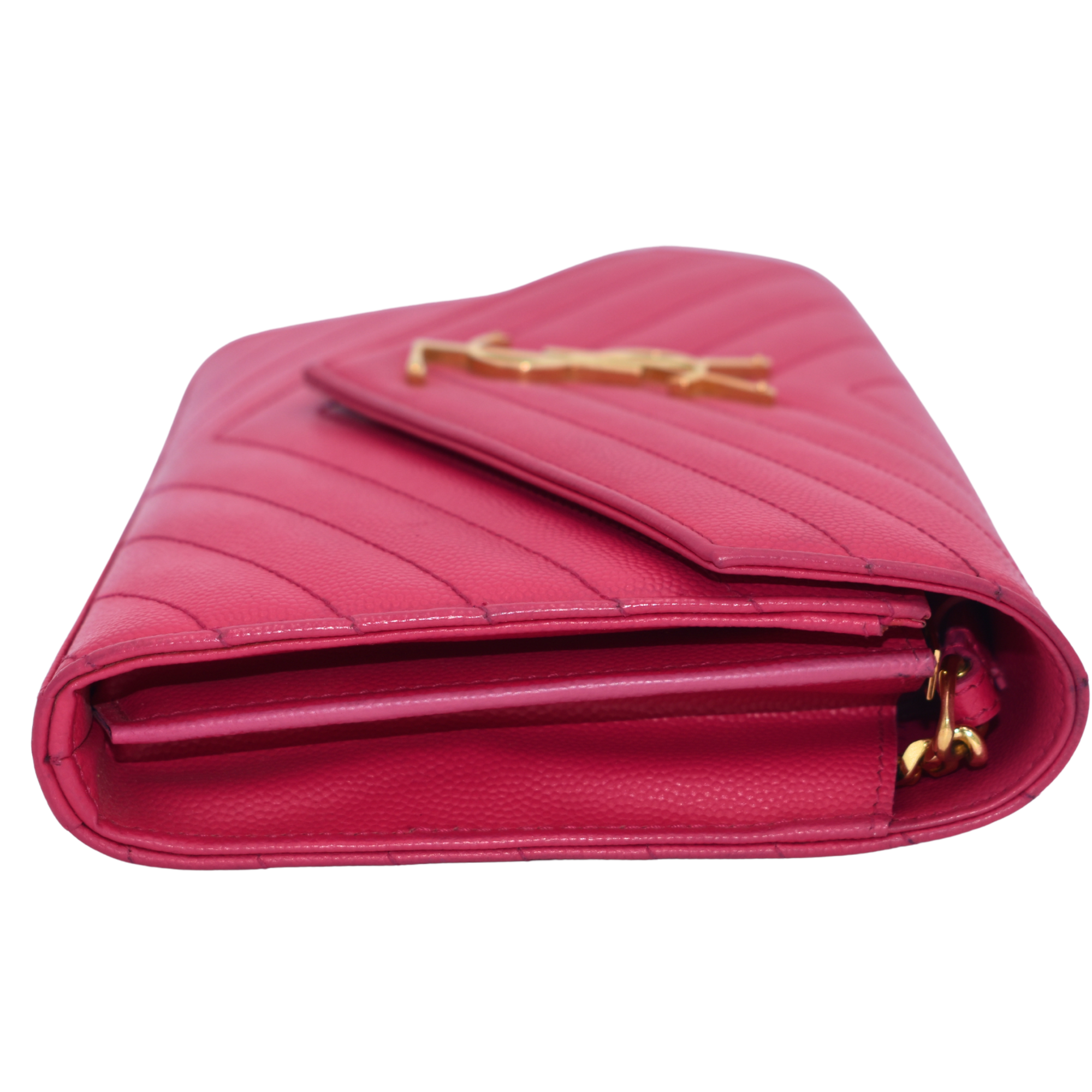 Pink Cassandre Chevron Wallet on Chain