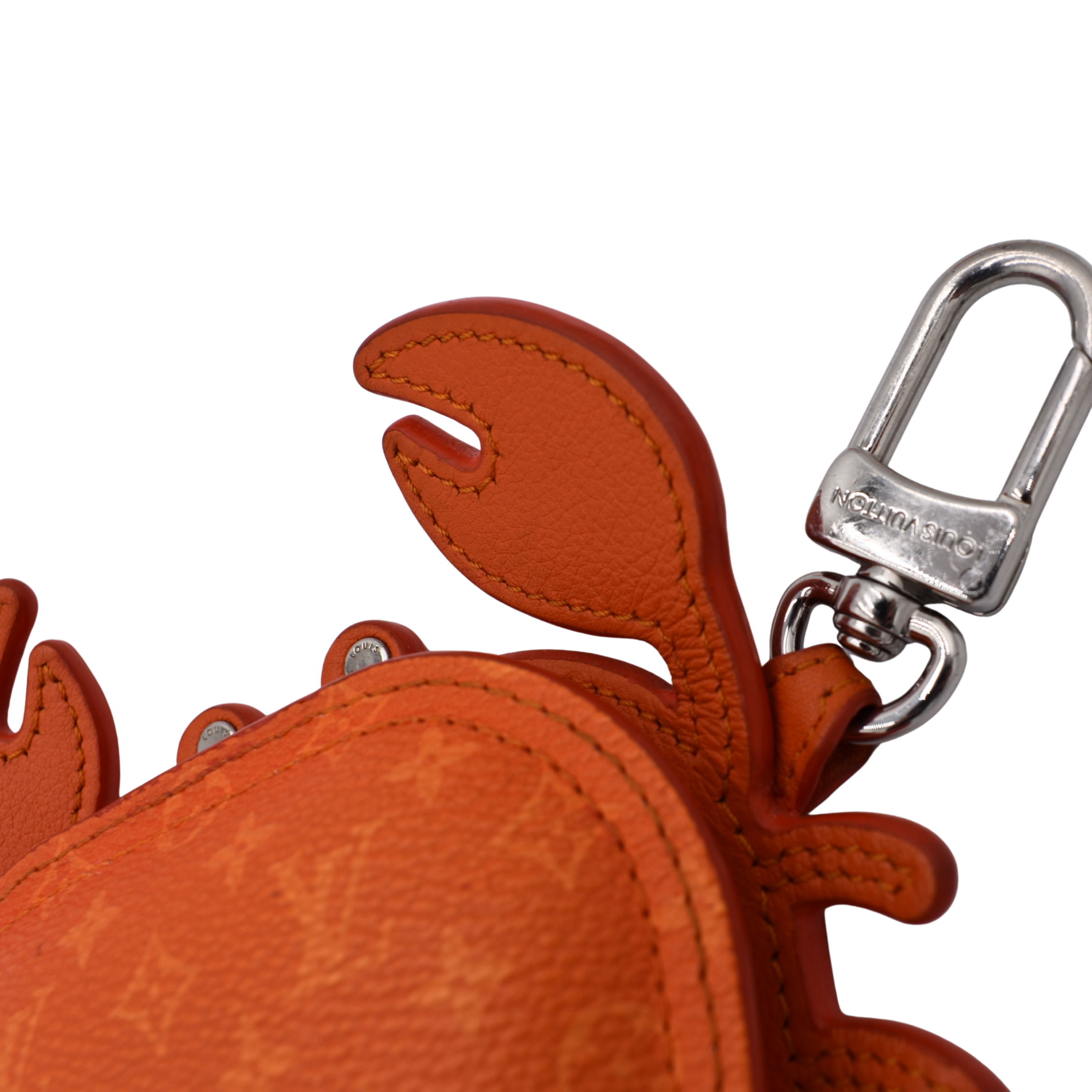 Orange Monogram Crab Bag Charm