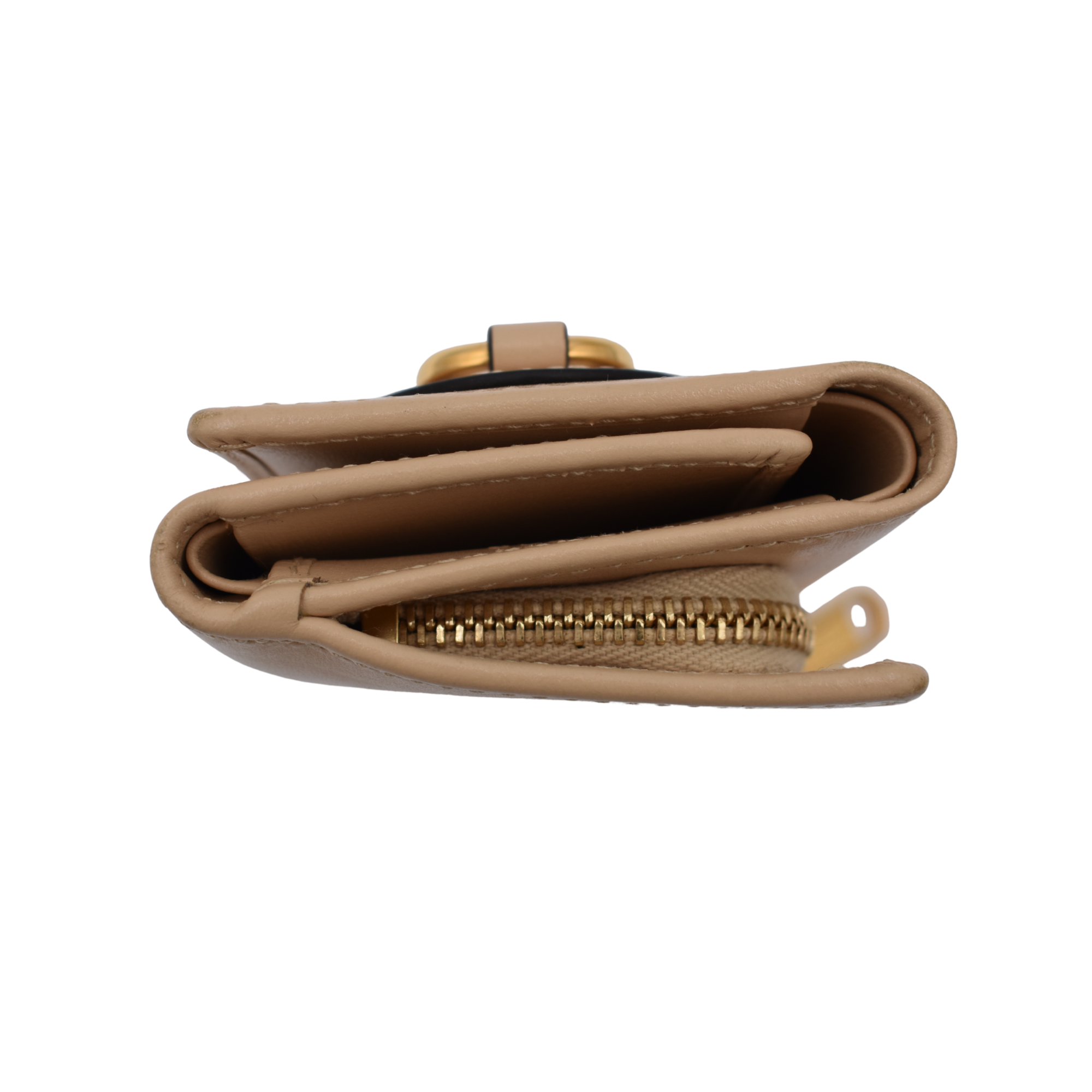 Beige Leather Horsebit 1955 Compact Wallet