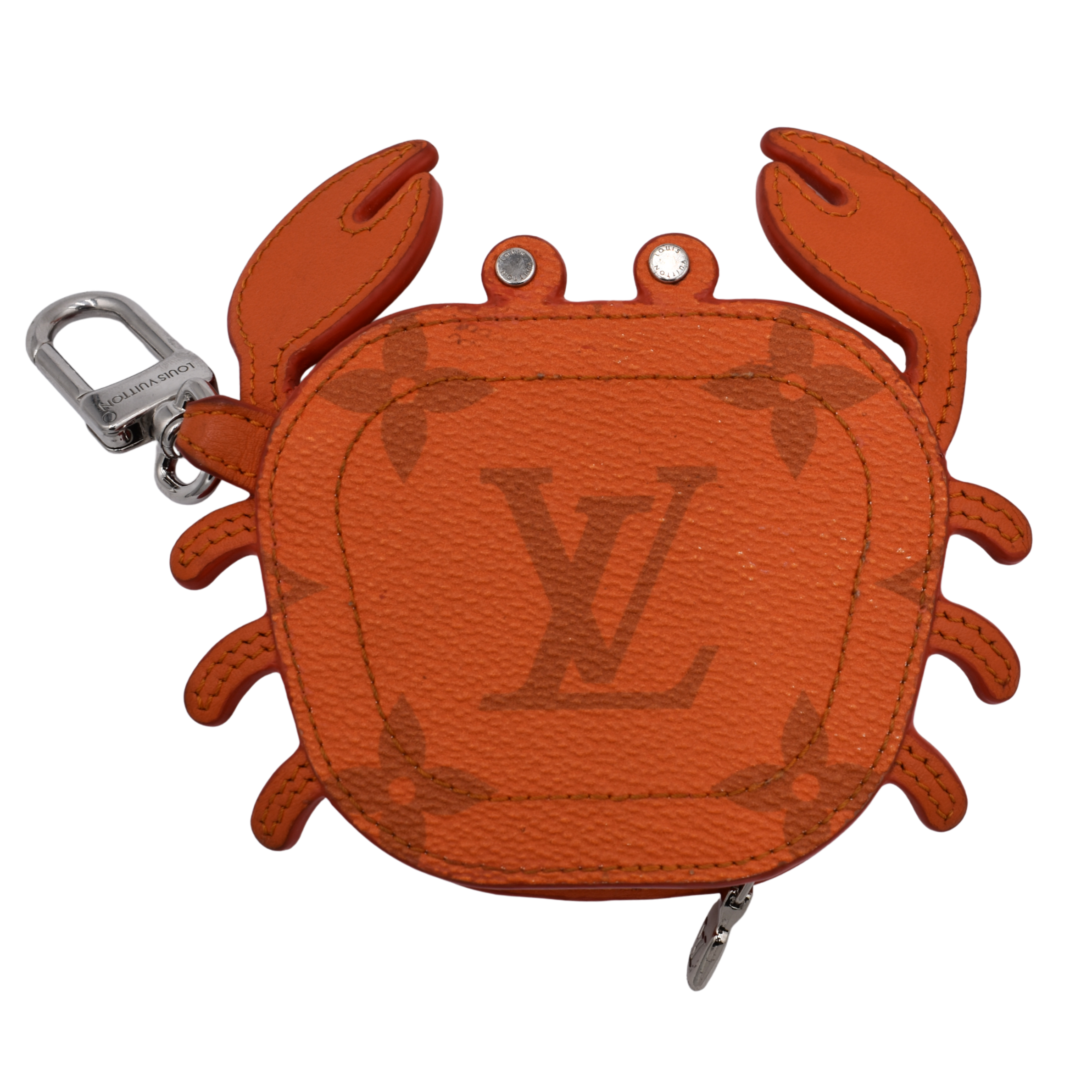 Orange Monogram Crab Bag Charm
