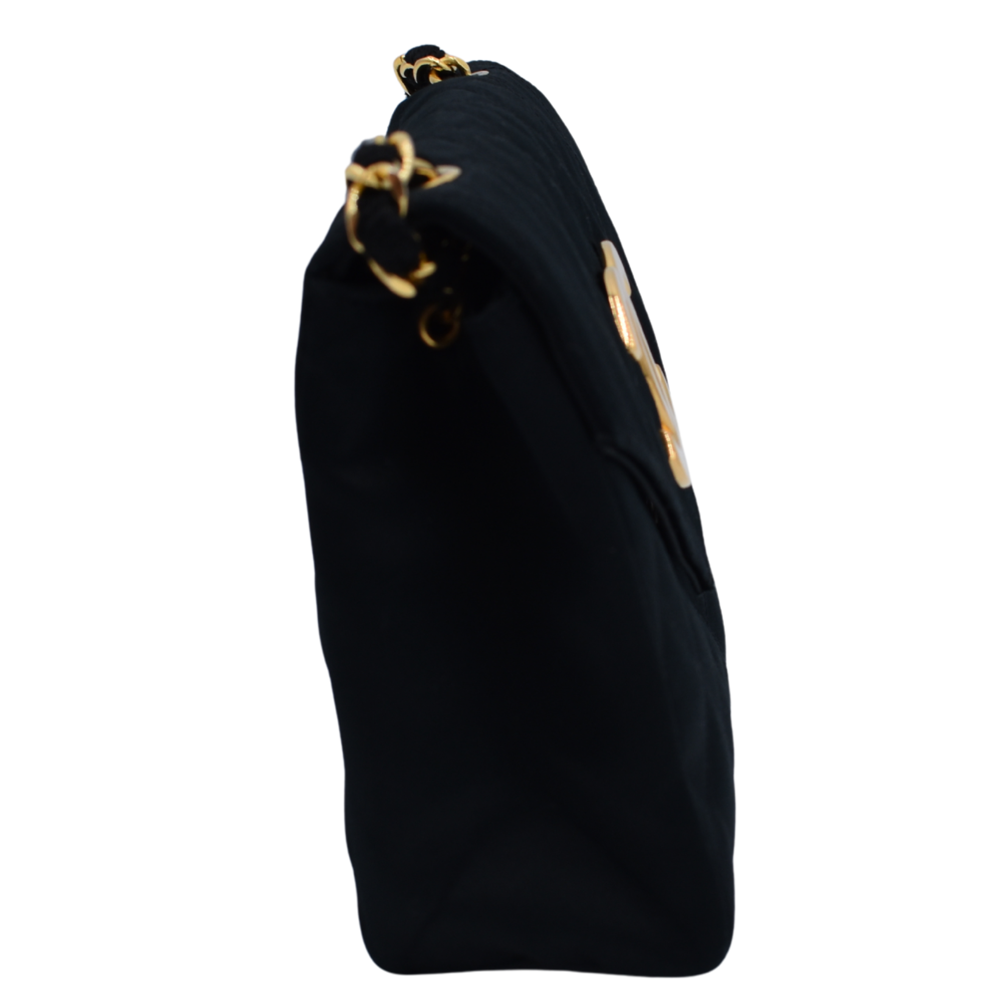 Black Quilted Satin Bag