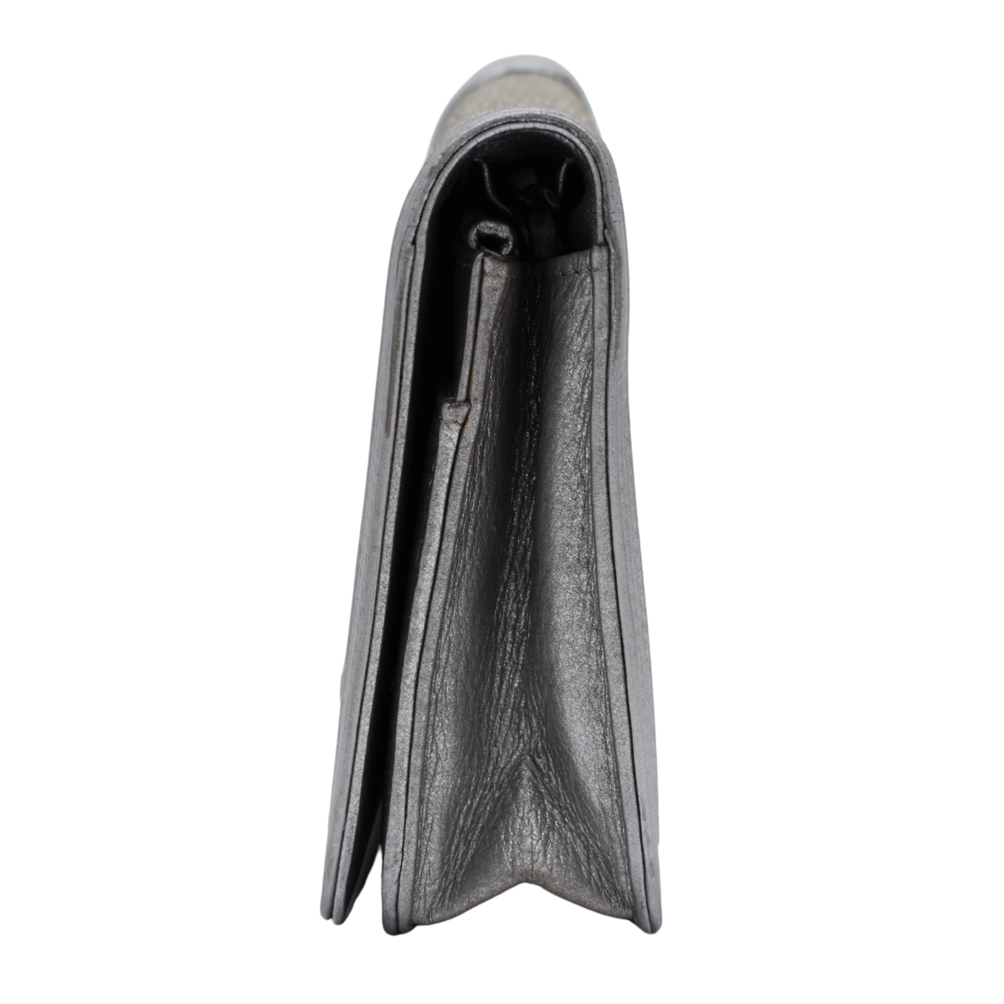 Metallic Silver Stingray Boy Wallet on Chain