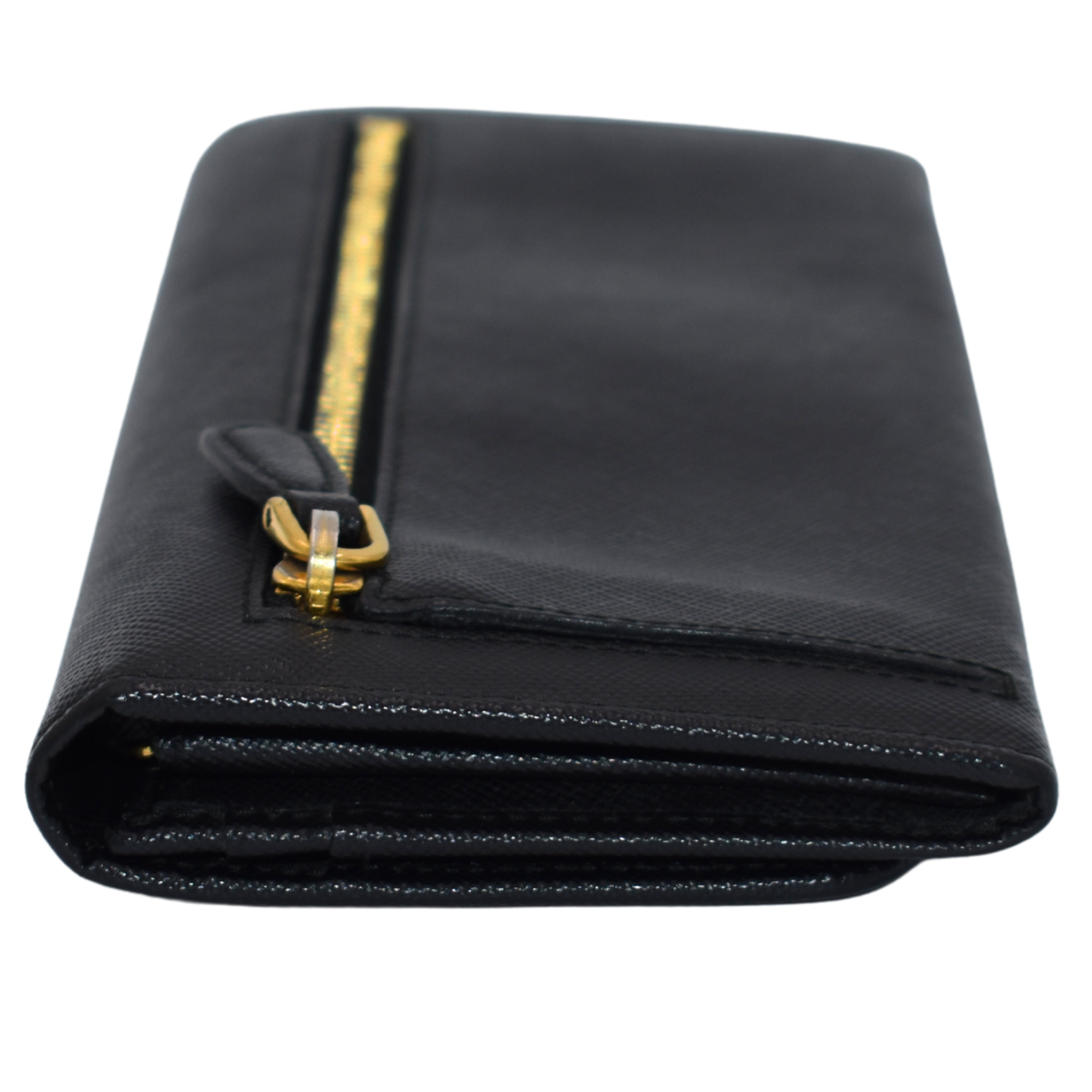 Large Black Saffiano Fold Over Wallet