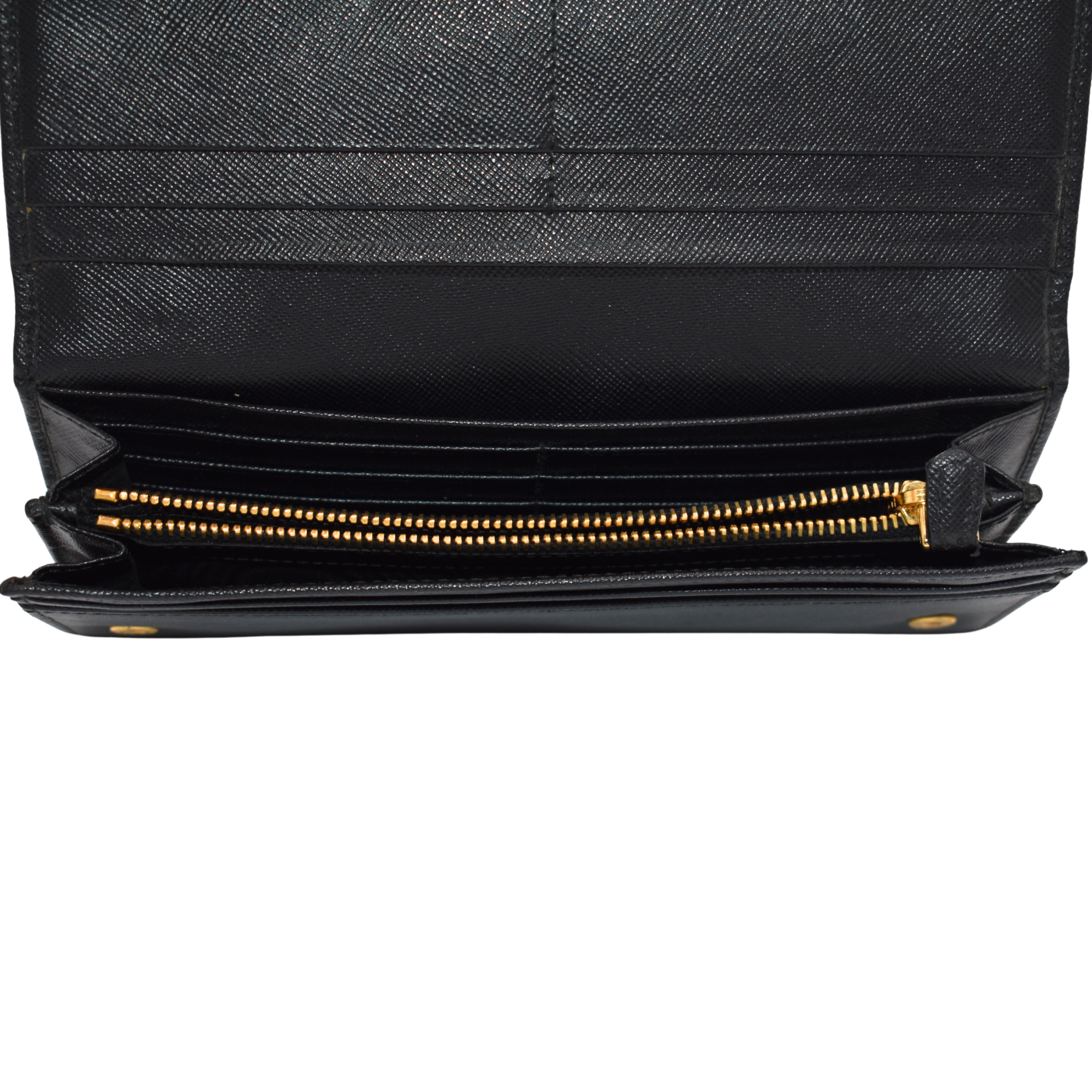 Large Black Saffiano Fold Over Wallet