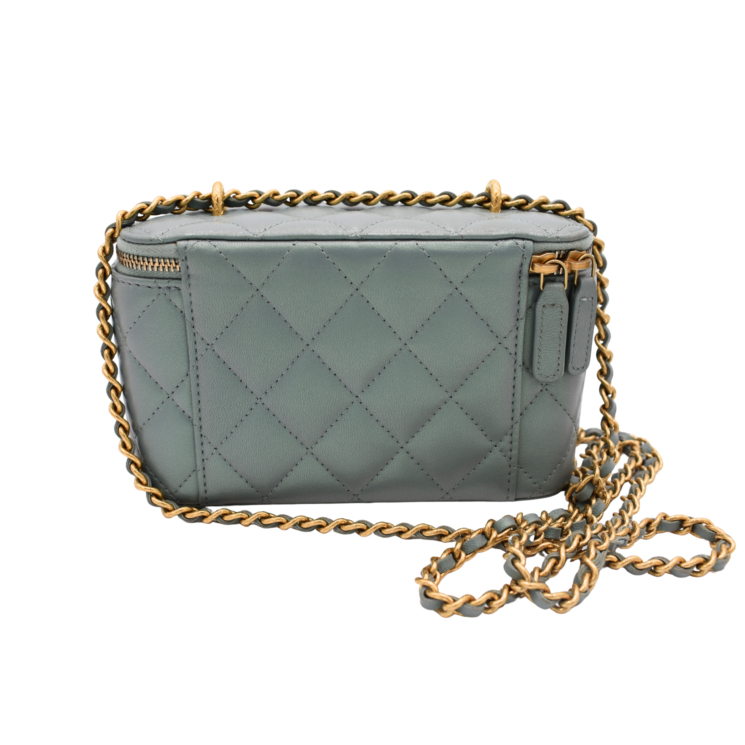 Teal Iridescent Lambskin Vanity Bag