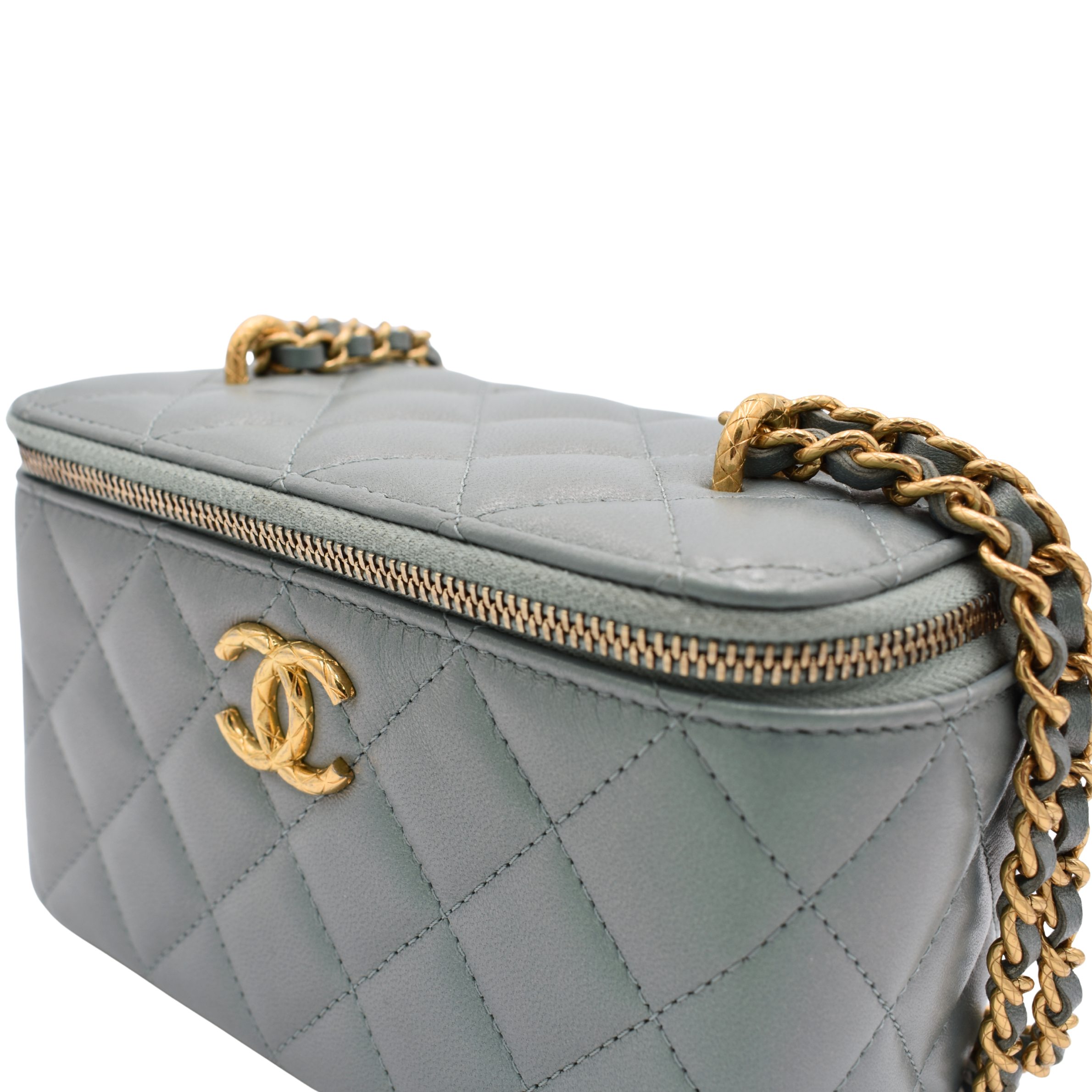 Teal Iridescent Lambskin Vanity Bag