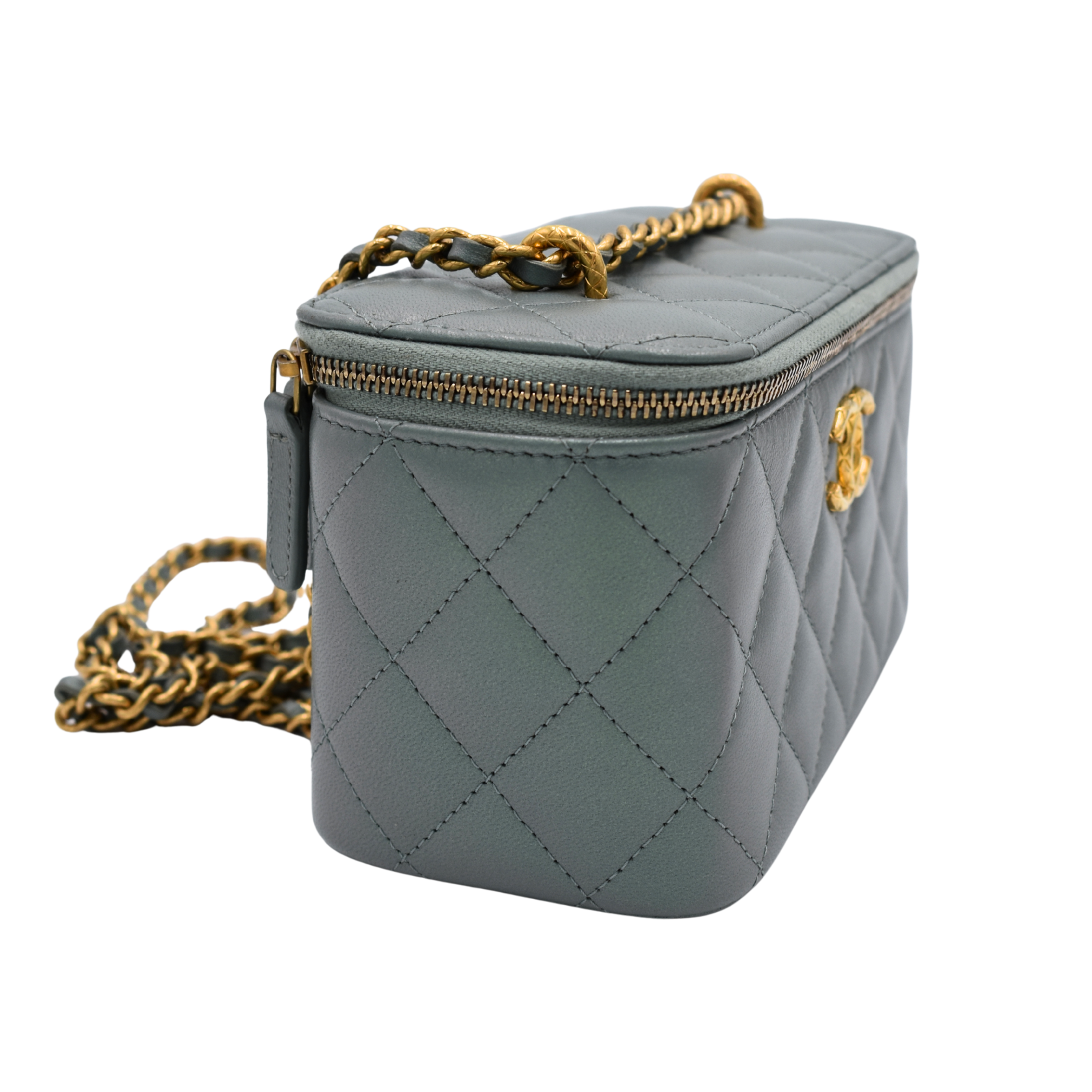 Teal Iridescent Lambskin Vanity Bag
