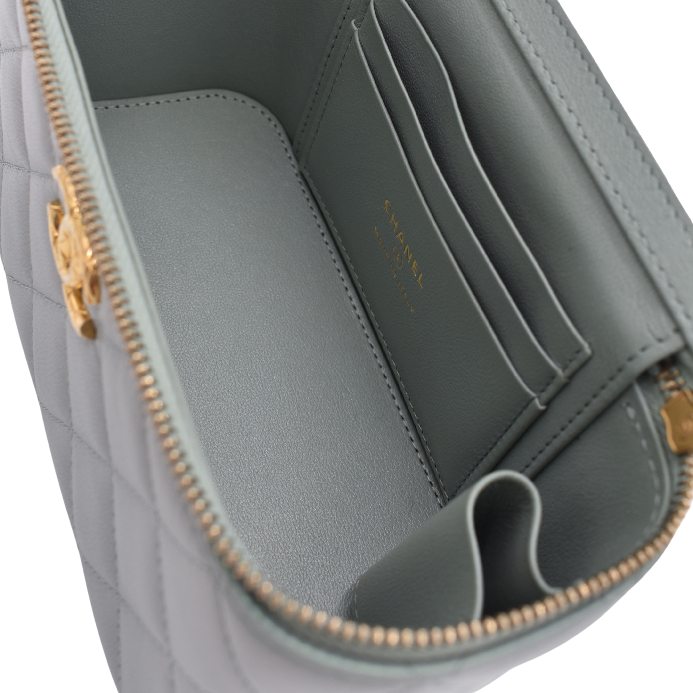 Teal Iridescent Lambskin Vanity Bag