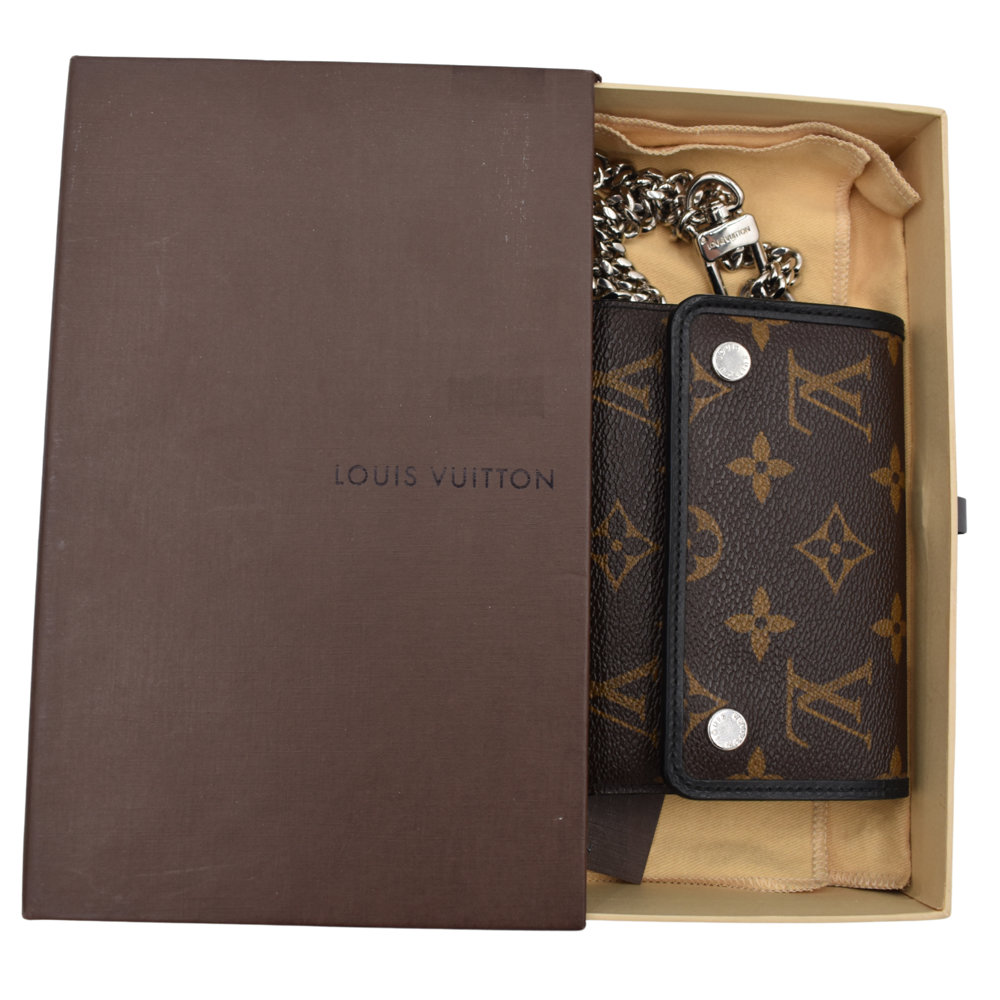 Monogram Canvas Portfolio Trifold Chain Wallet