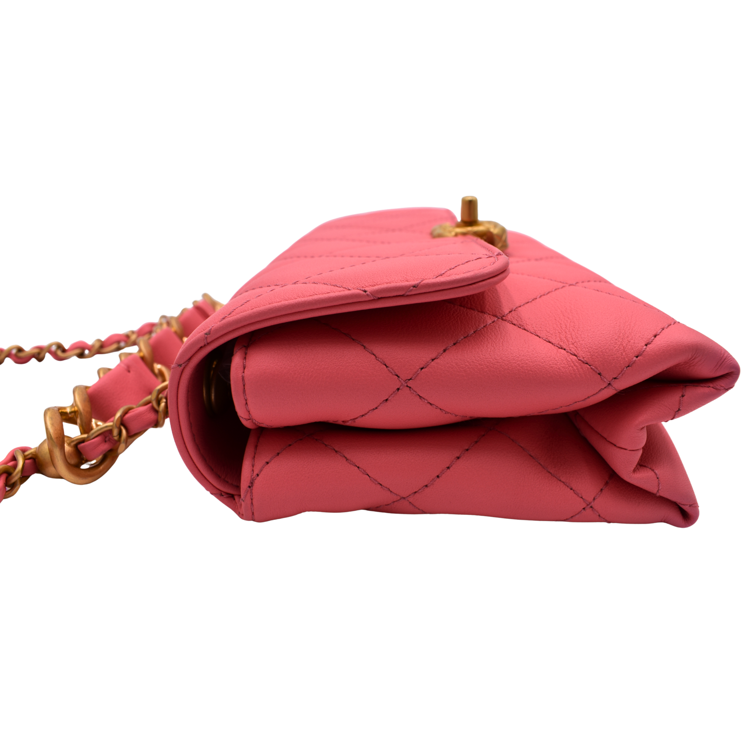 Pink Quilted Calfskin Mini Flap