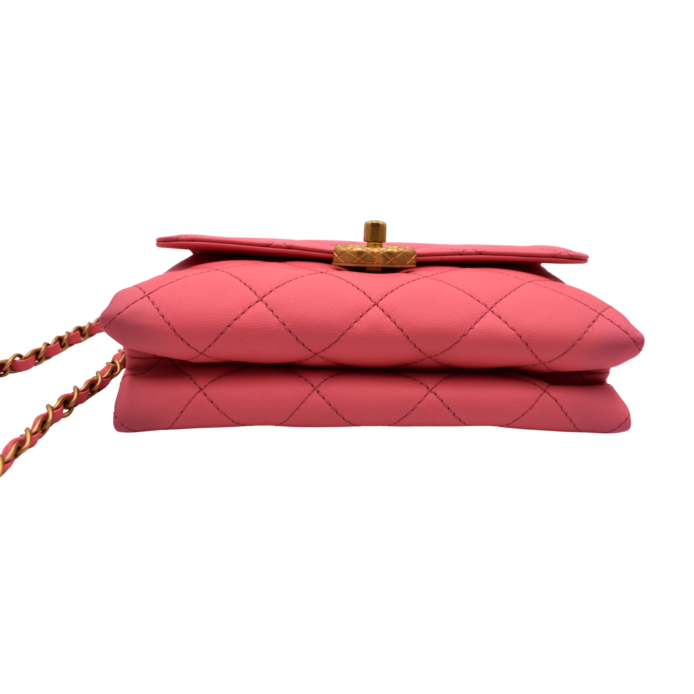 Pink Quilted Calfskin Mini Flap