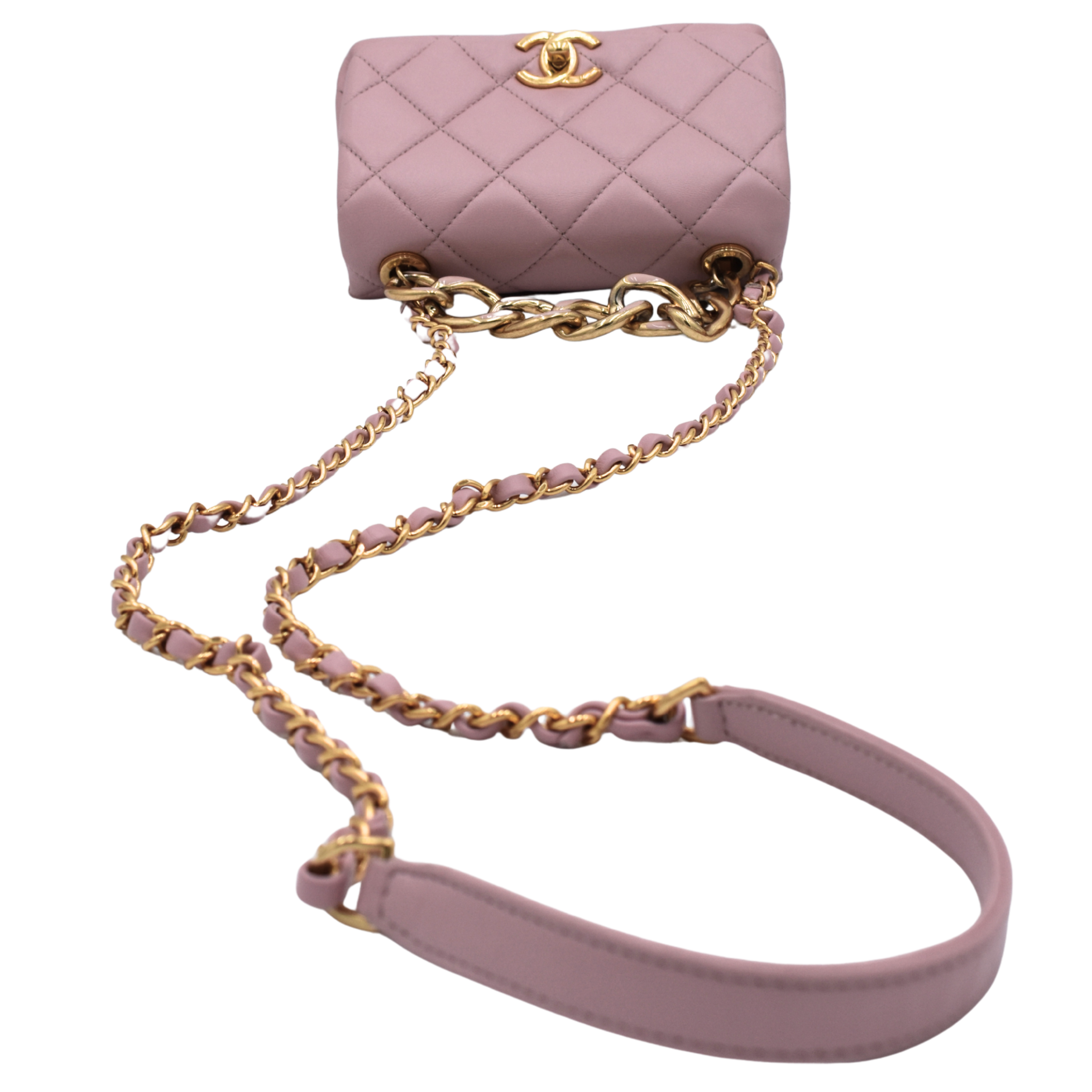 Pink Quilted Lambskin Mini Flap