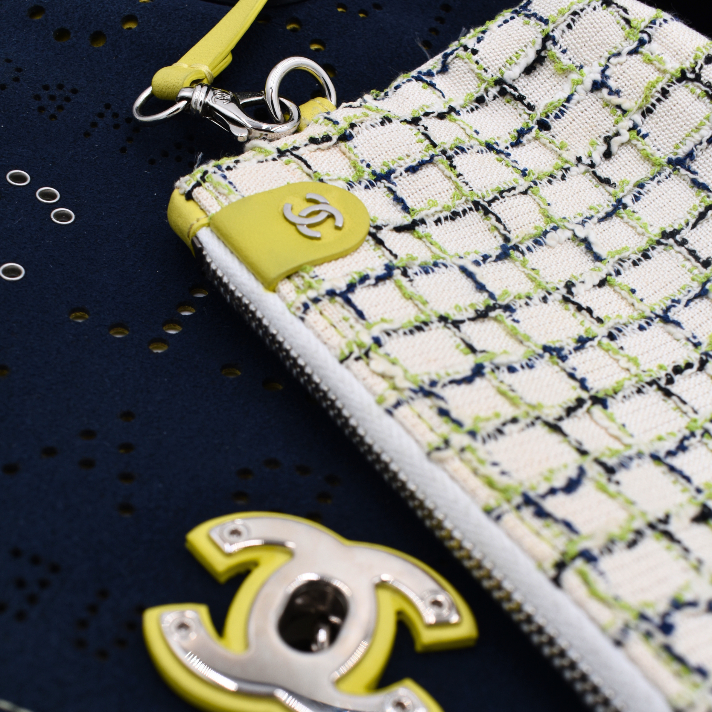 Yellow Calfskin Eyelet Flap Bag