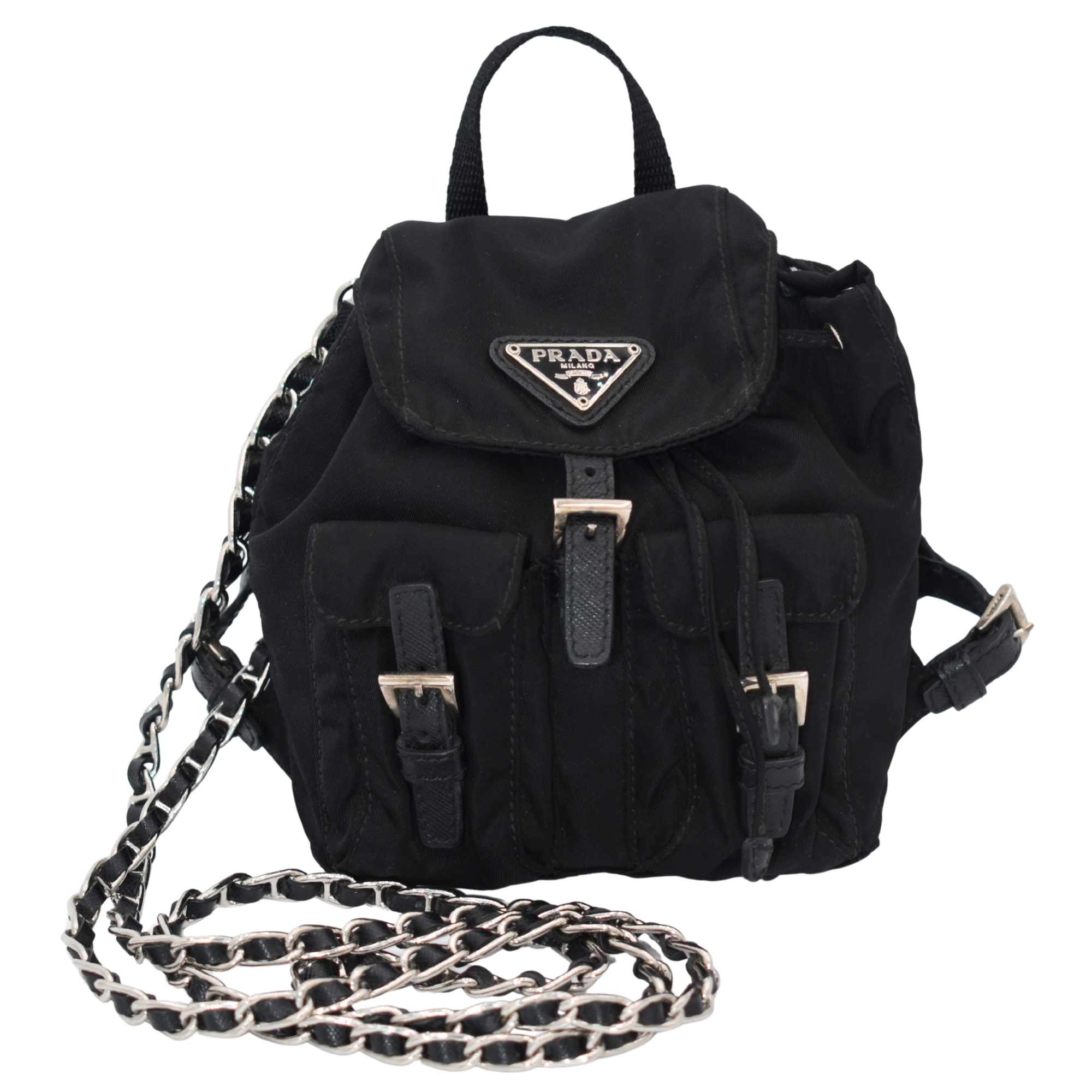 Black Nylon Mini Crossbody Backpack