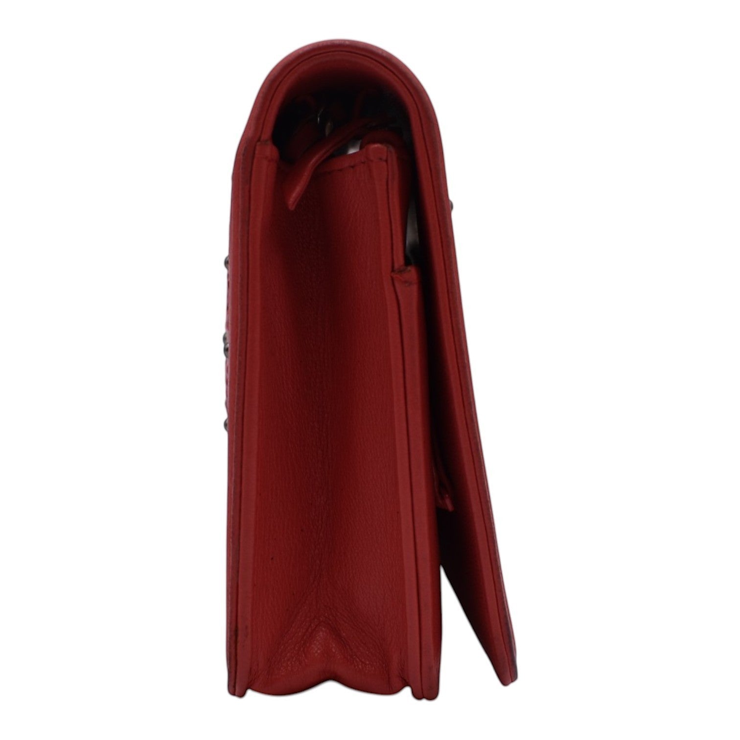 Soldi red leather wallet on chain with silver grommets