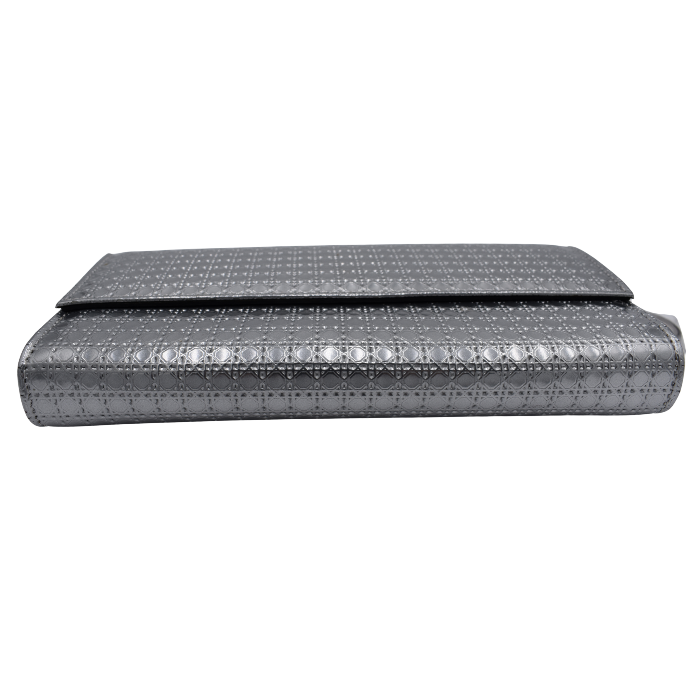 Metallic Silver Micro Cannage Croisiere Chain Wallet
