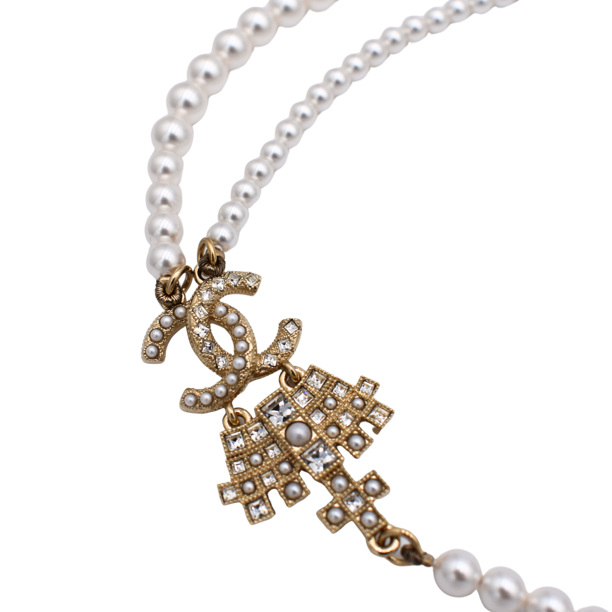 Faux Pearl & Strass Crown Necklace